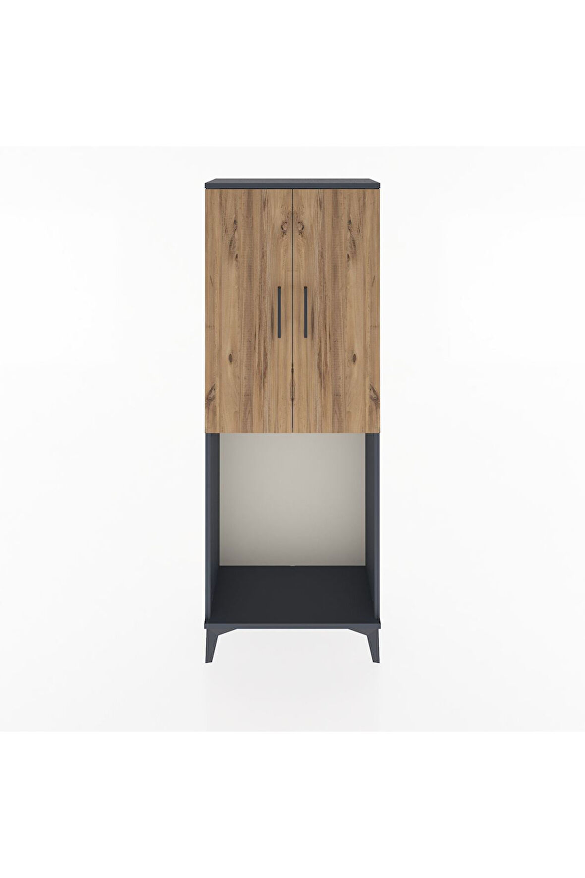 Arges Dolap Tek Raflı 2 Kapaklı Tek Askılı 60x30x163 Antrasit-Çam