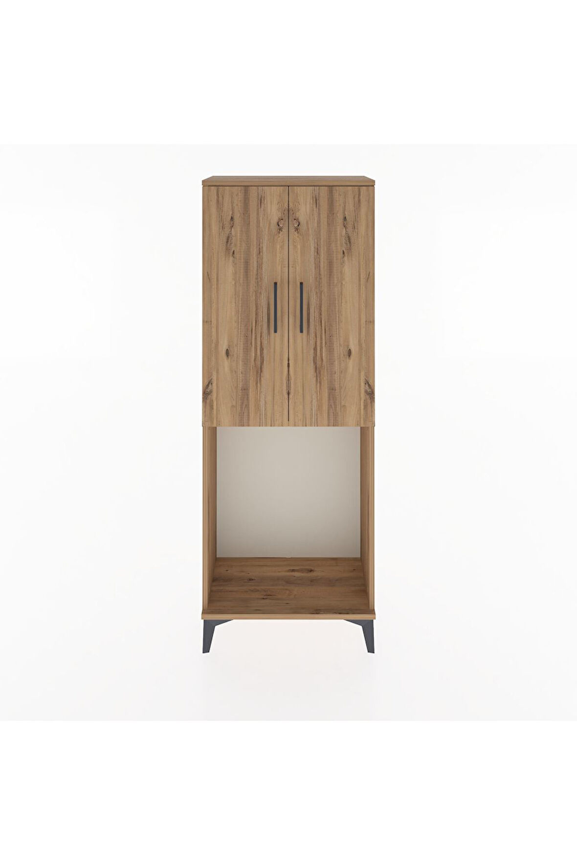 Arges Dolap Tek Raflı 2 Kapaklı Tek Askılı 60x30x163 Çam-Çam