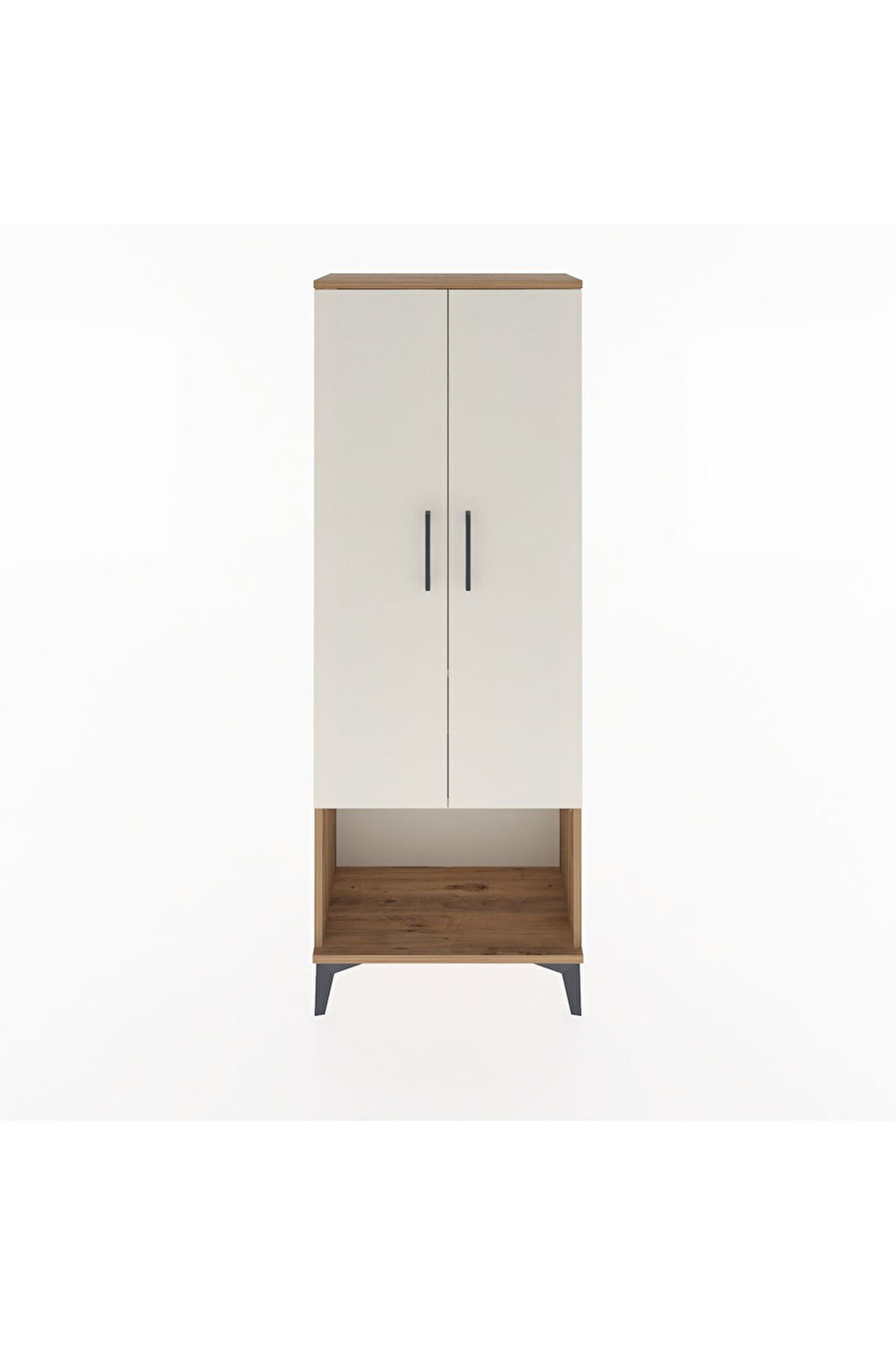 Arges Dolap 2 Raflı 2 Kapaklı Tek Askılı 60x30x163 Çam-Aytaşı
