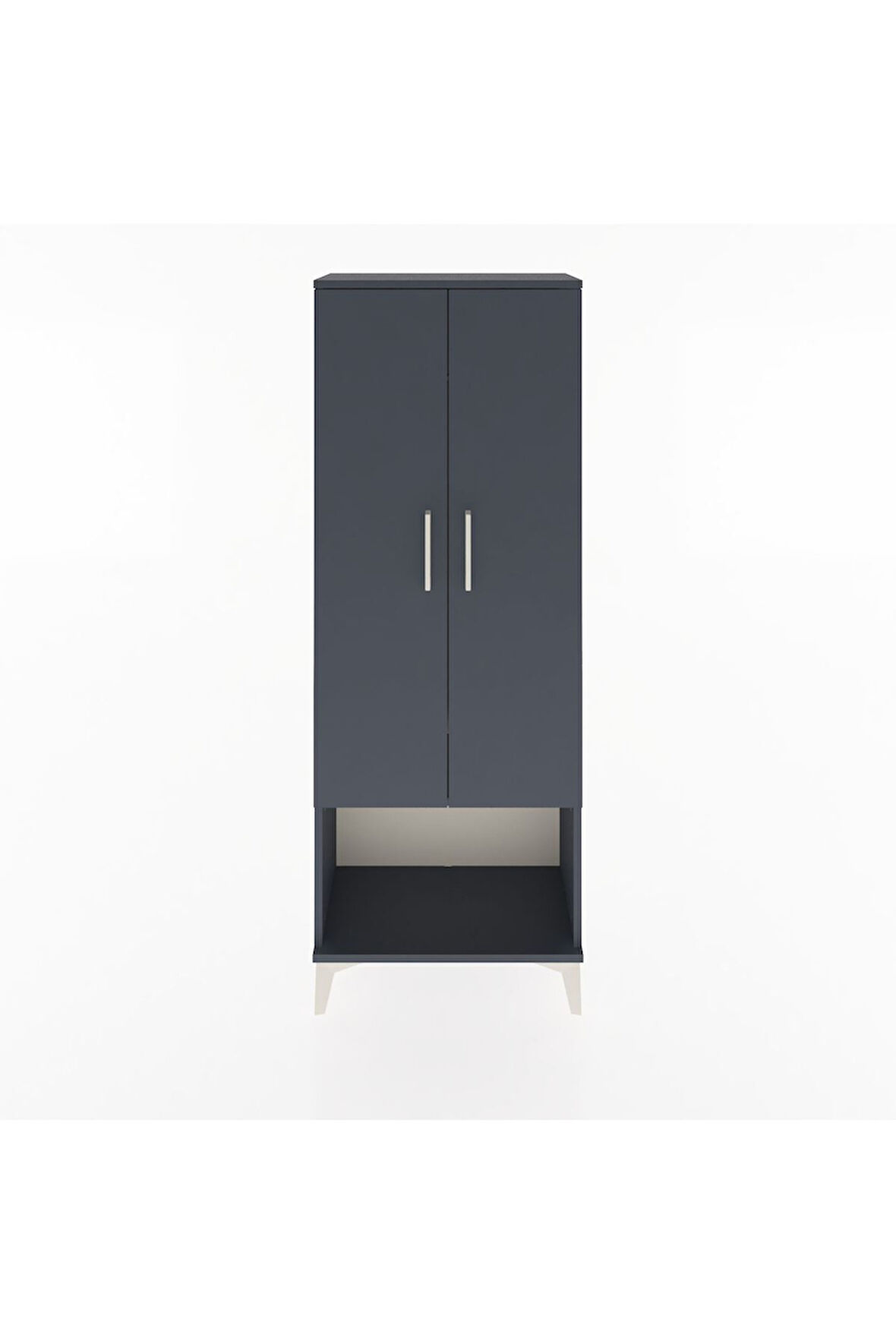 Arges Dolap Tek Raflı 2 Kapaklı Tek Askılı 60x30x163 Antrasit-Antrasit