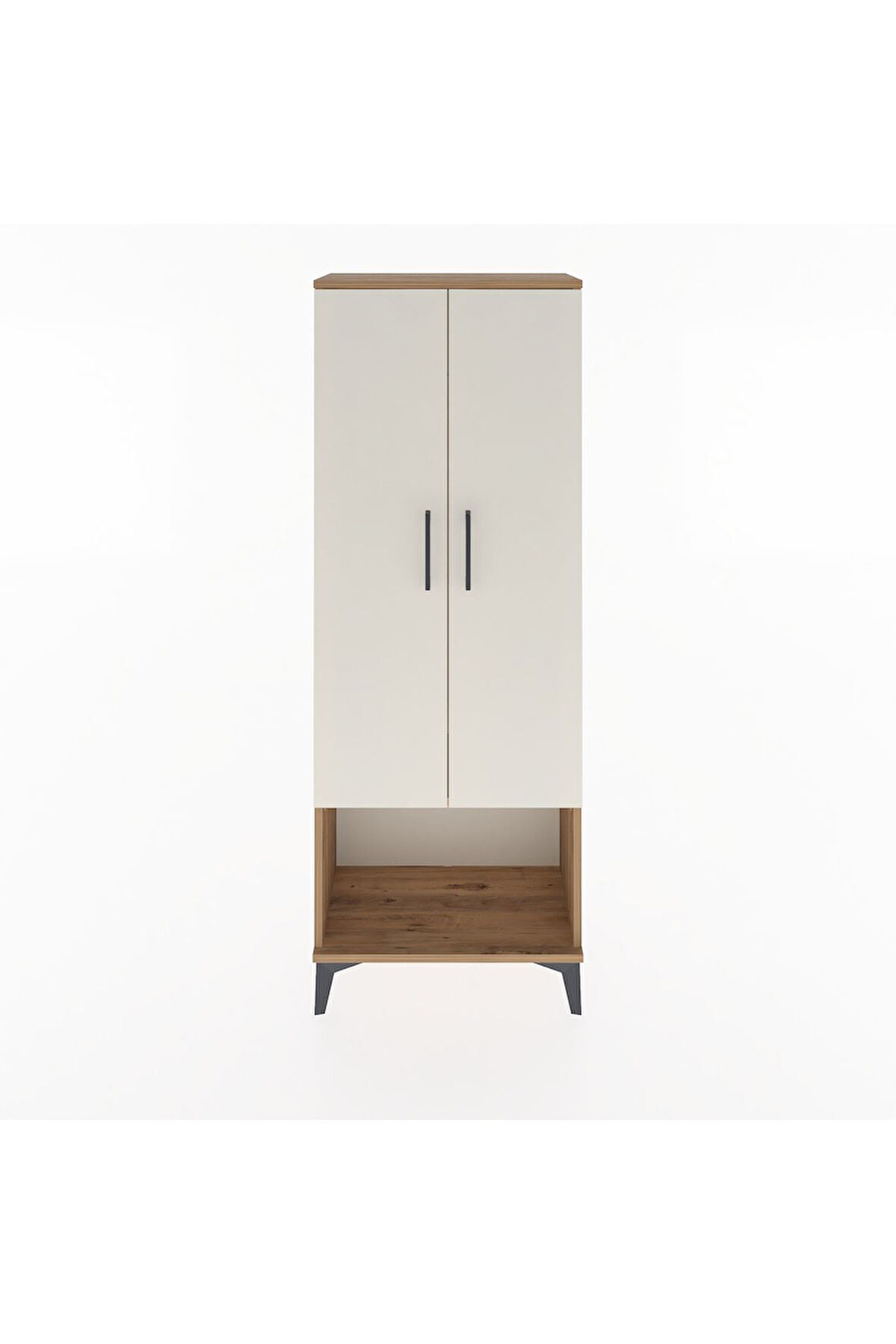 Arges Dolap Tek Raflı 2 Kapaklı Tek Askılı 60x30x163 Çam-Aytaşı