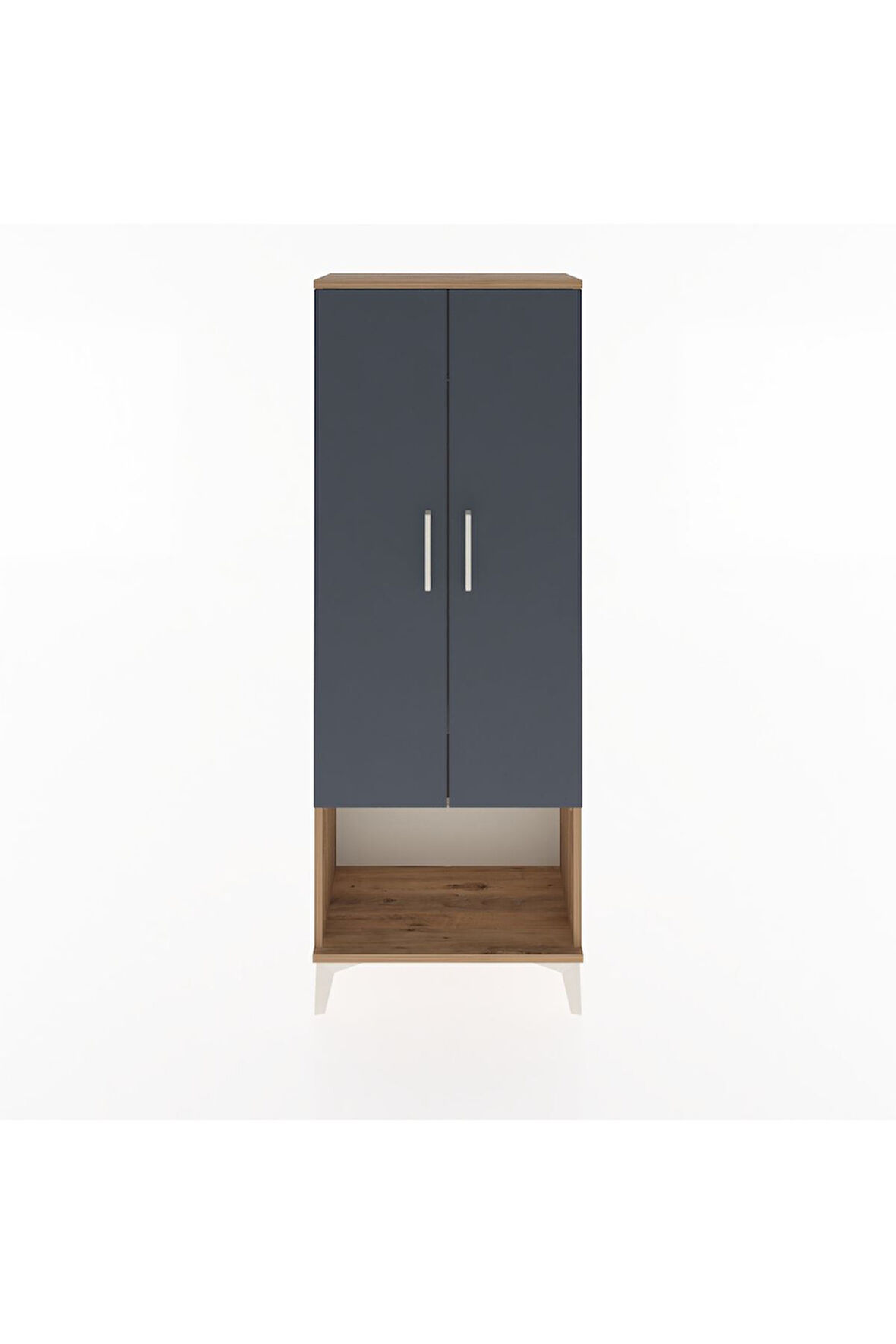 Arges Dolap Tek Raflı 2 Kapaklı Tek Askılı 60x30x163 Çam-Antrasit