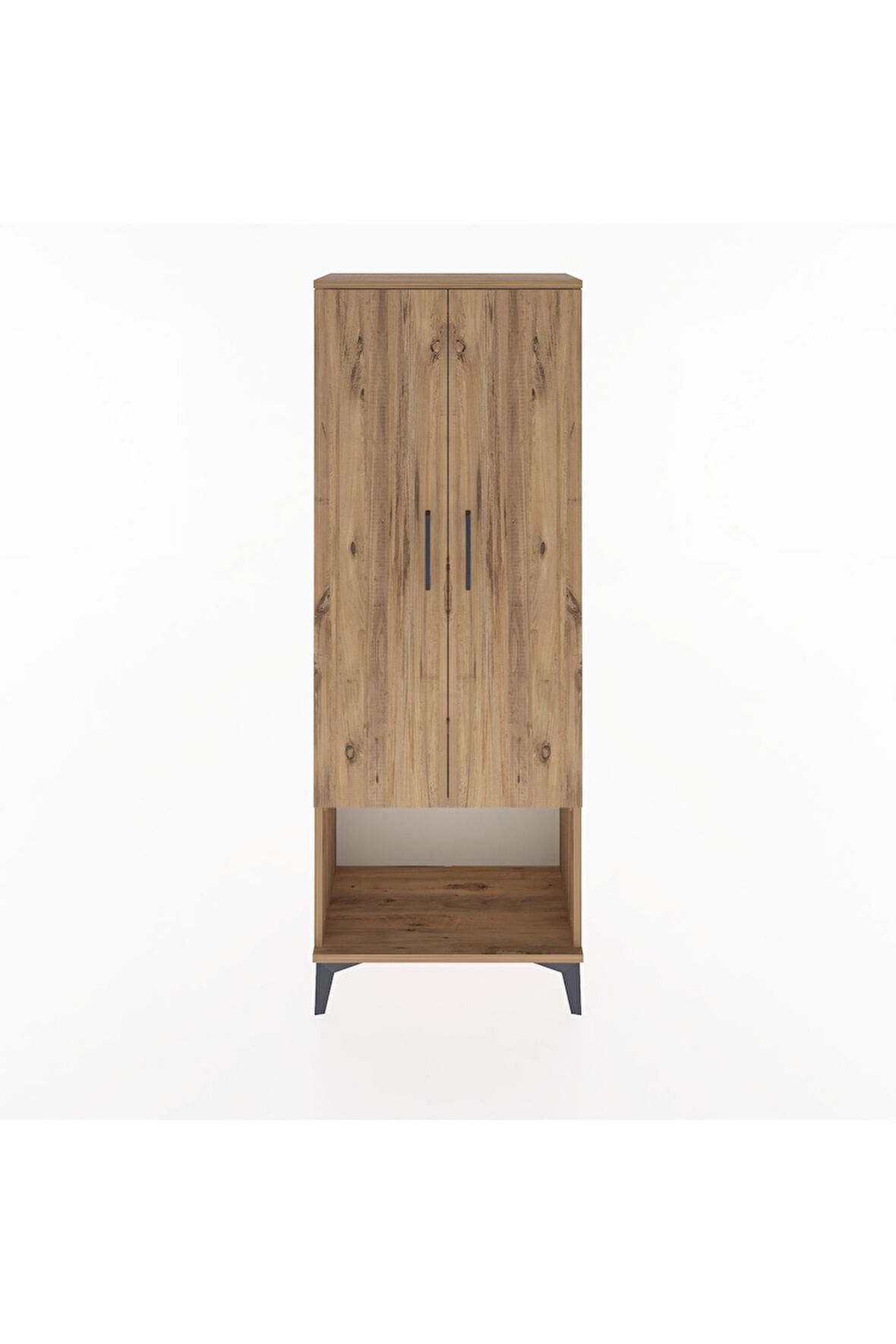 Arges Dolap Tek Raflı 2 Kapaklı Tek Askılı 60x30x163 Çam-Çam