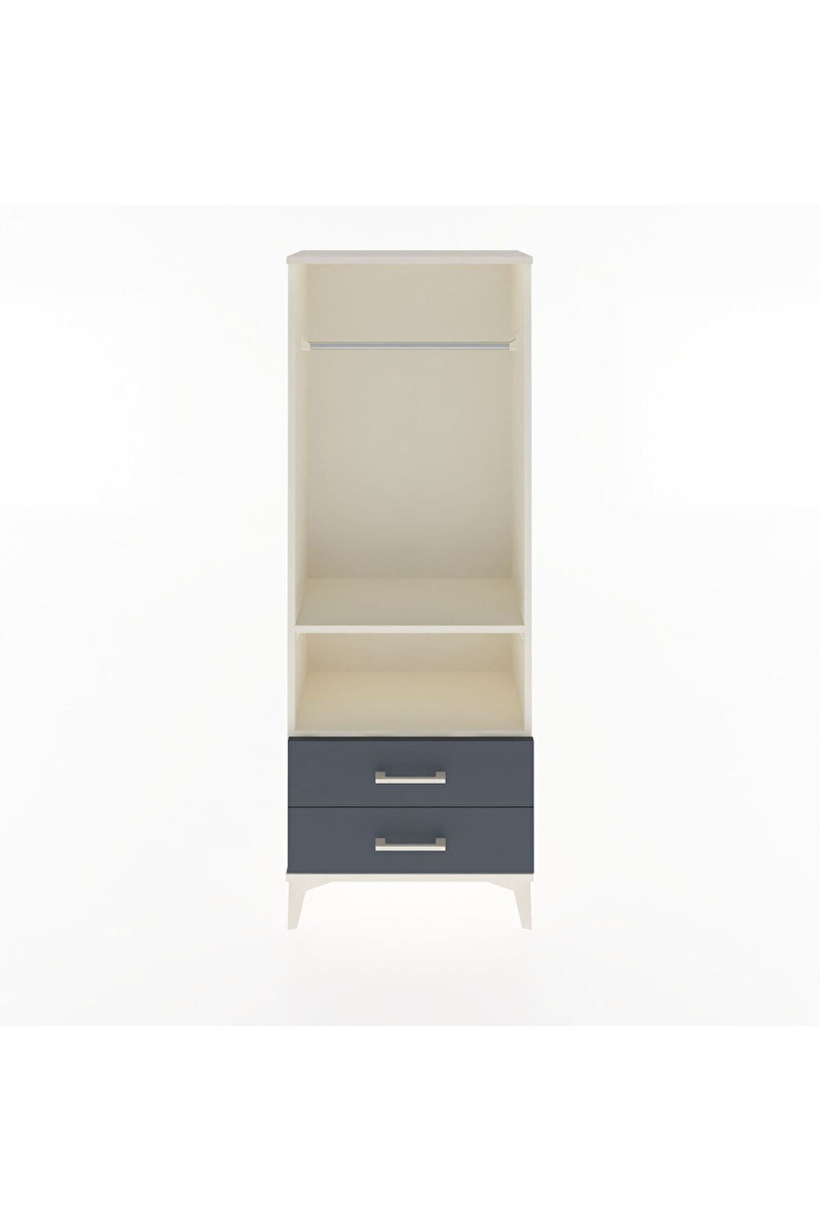 Arges Dolap 2 Raflı 2 Çekmeceli Tek Askılı 60x30x163 Aytaşı-Antrasit