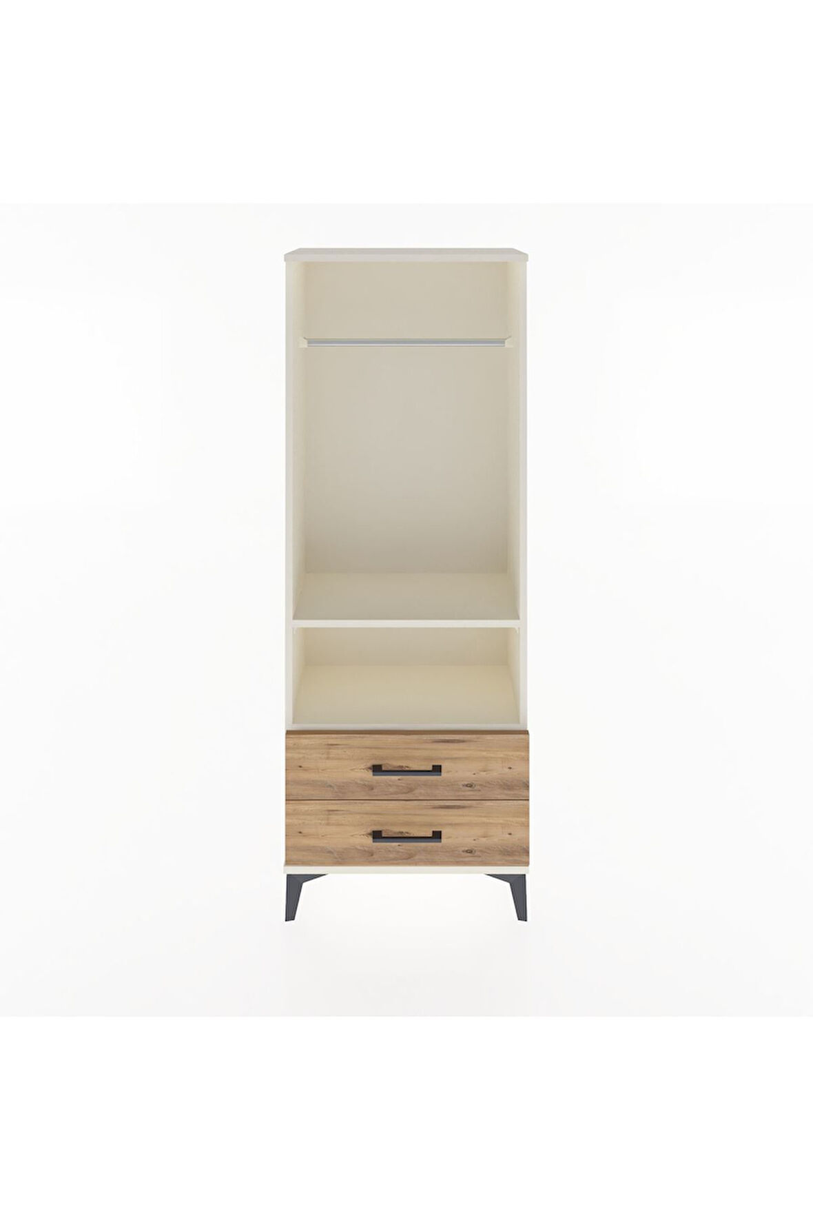 Arges Dolap 2 Raflı 2 Çekmeceli Tek Askılı 60x30x163 Aytaşı-Çam