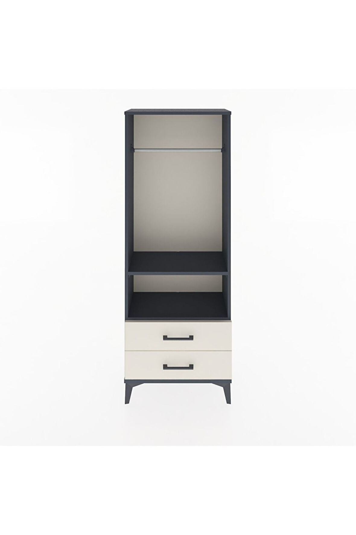 Arges Dolap 2 Raflı 2 Çekmeceli Tek Askılı 60x30x163 Antrasit-Aytaşı