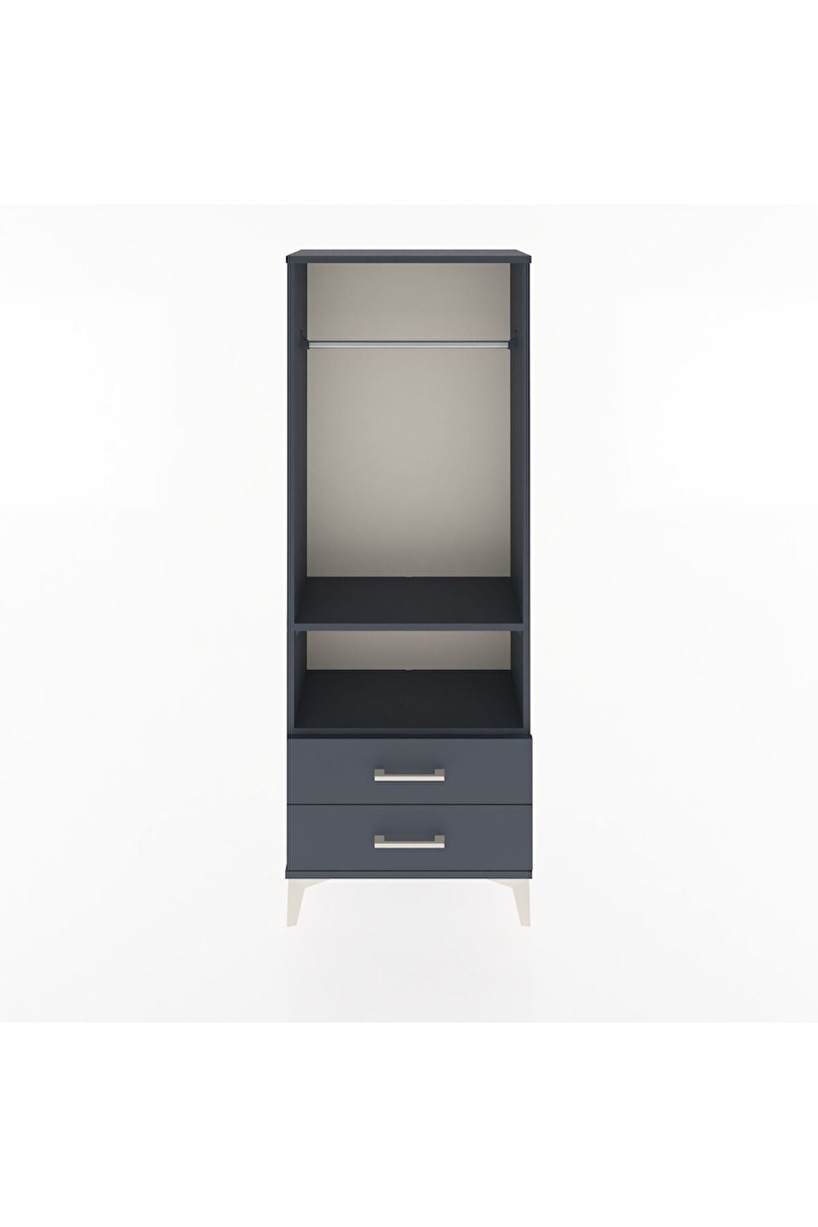 Arges Dolap 2 Raflı 2 Çekmeceli Tek Askılı 60x30x163 Antrasit-Antrasit