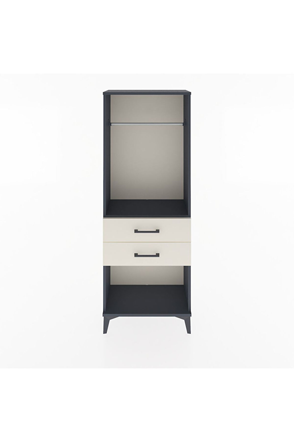 Arges Dolap Tek Raflı 2 Çekmeceli Tek Askılı 60x30x163 Antrasit-Aytaşı