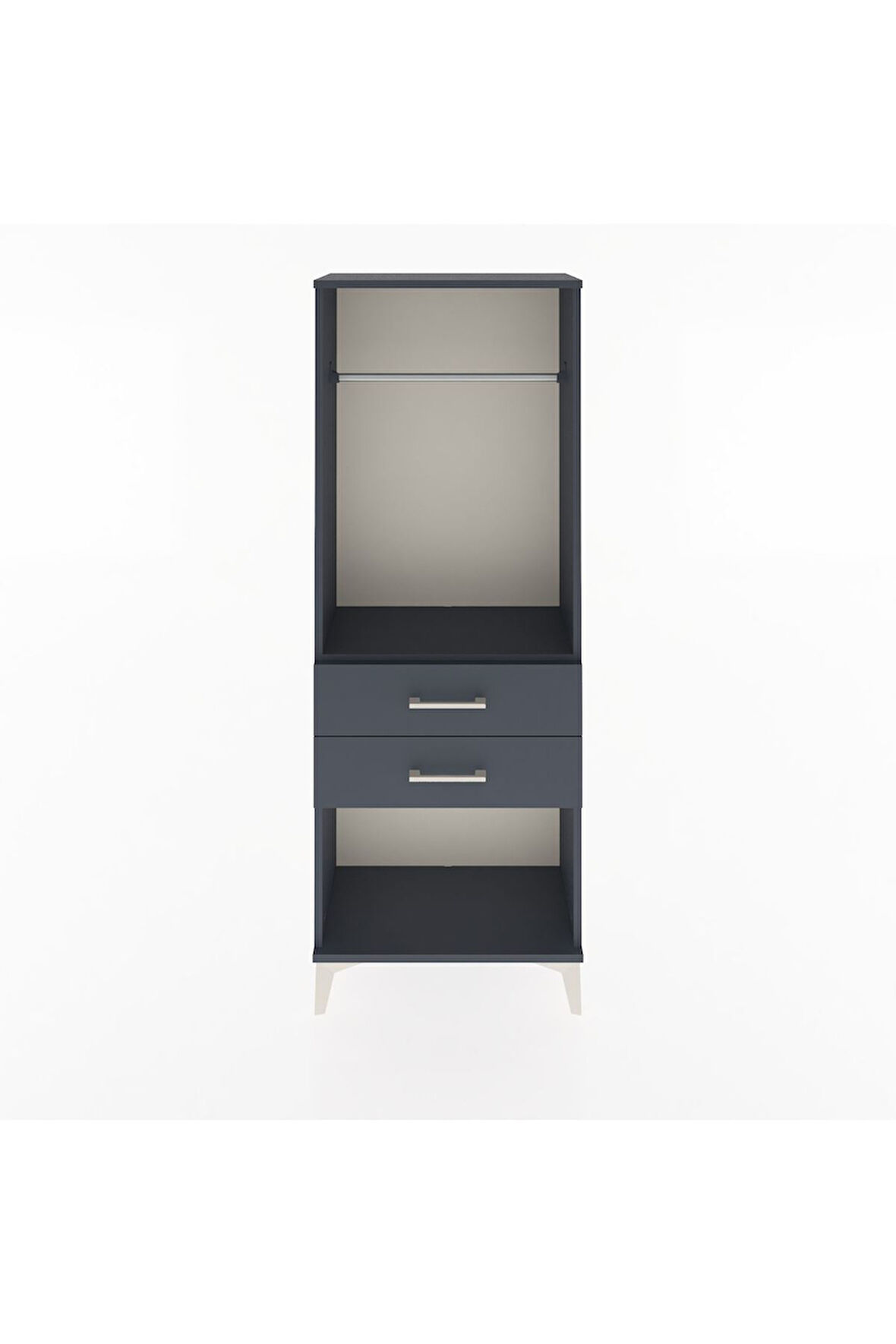 Arges Dolap Tek Raflı 2 Çekmeceli Tek Askılı 60x30x163 Antrasit-Antrasit