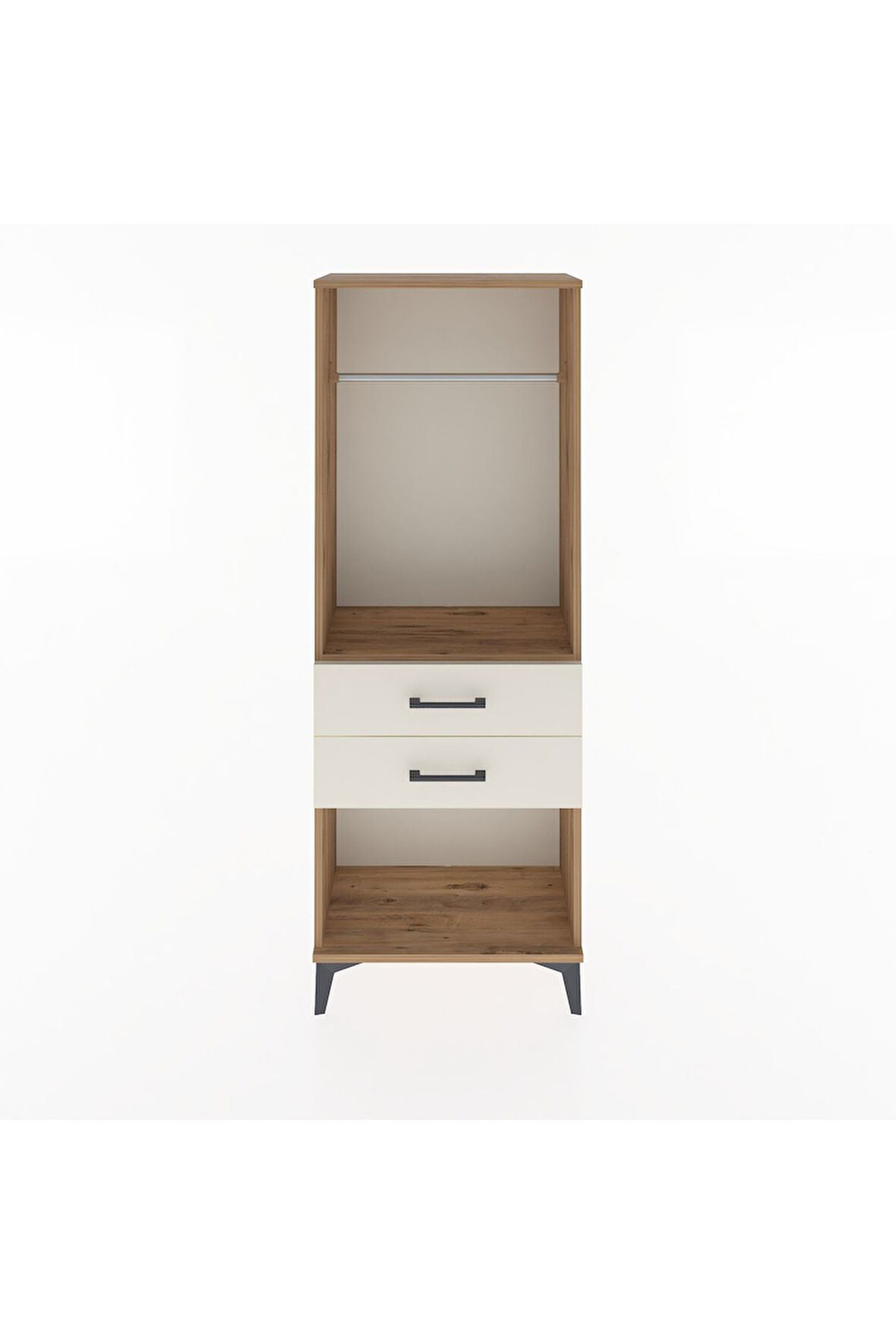 Arges Dolap Tek Raflı 2 Çekmeceli Tek Askılı 60x30x163 Çam-Aytaşı