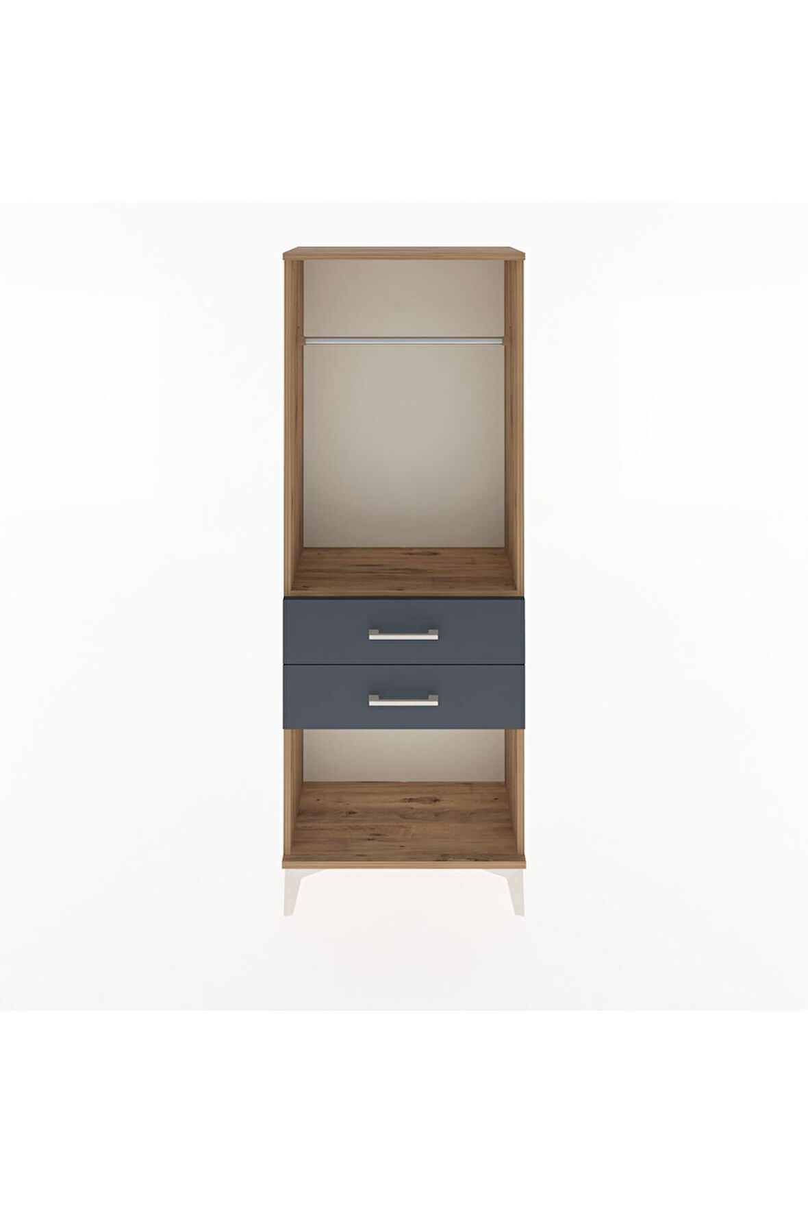 Arges Dolap Tek Raflı 2 Çekmeceli Tek Askılı 60x30x163 Çam-Antrasit