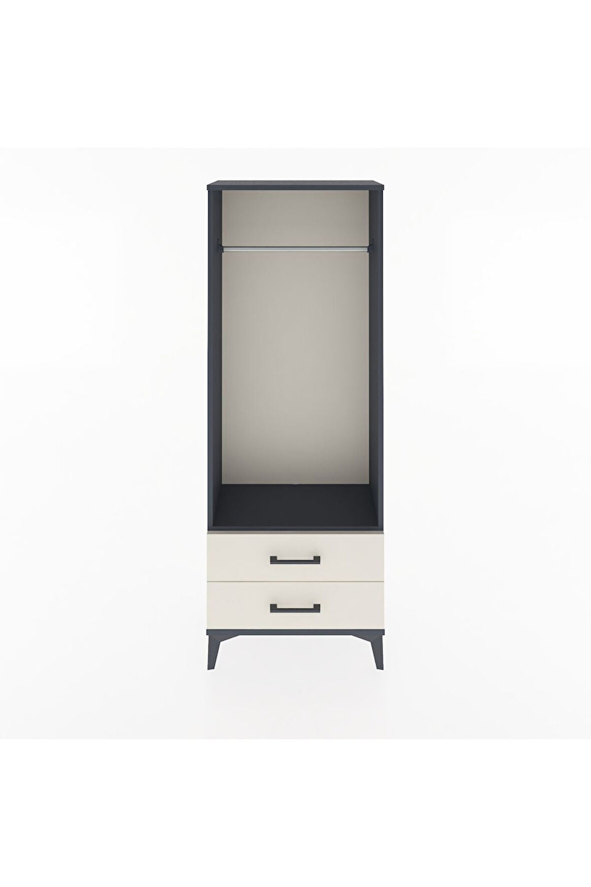 Arges Dolap Tek Raflı 2 Çekmeceli Tek Askılı 60x30x163 Antrasit-Aytaşı