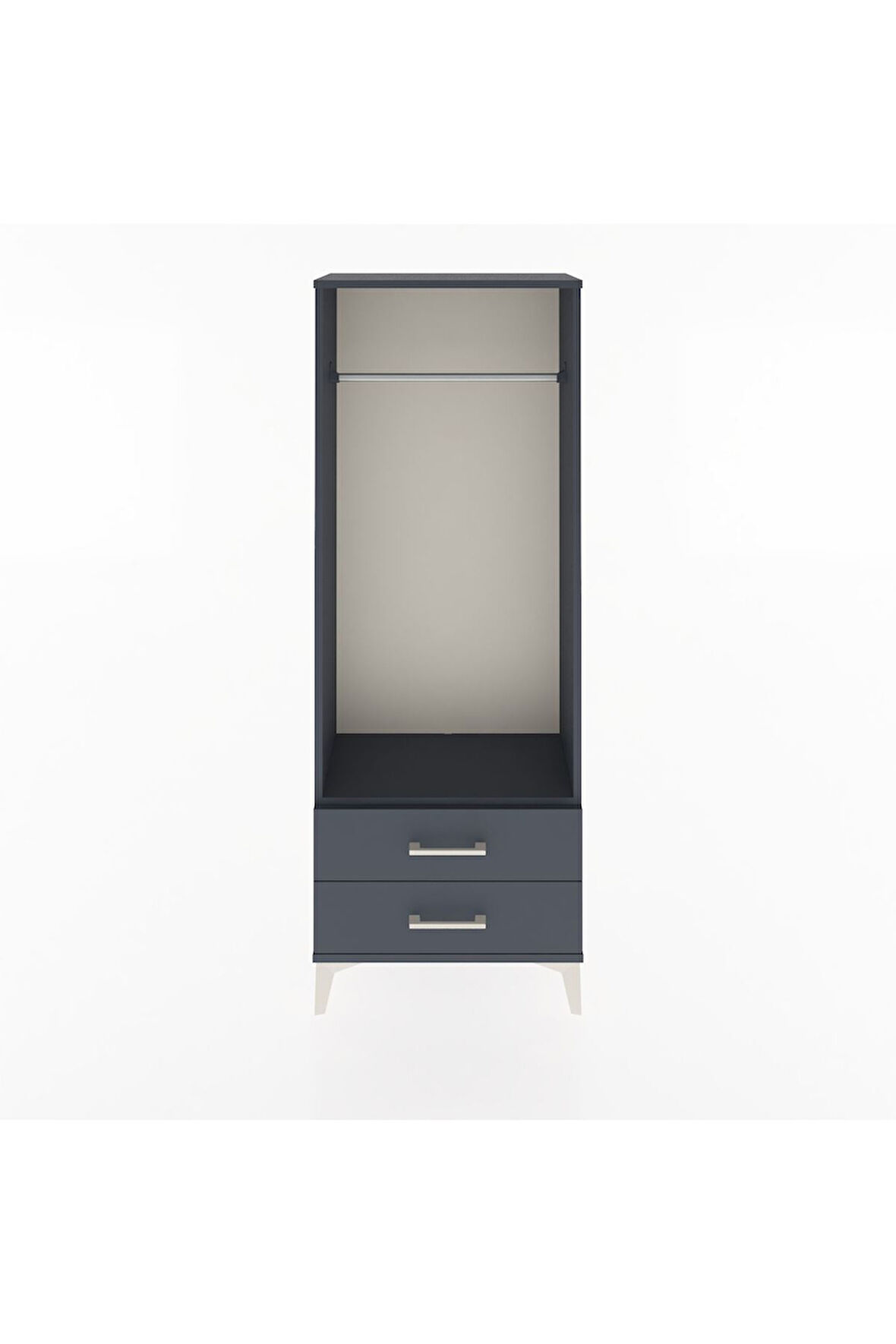 Arges Dolap Tek Raflı 2 Çekmeceli Tek Askılı 60x30x163 Antrasit-Antrasit