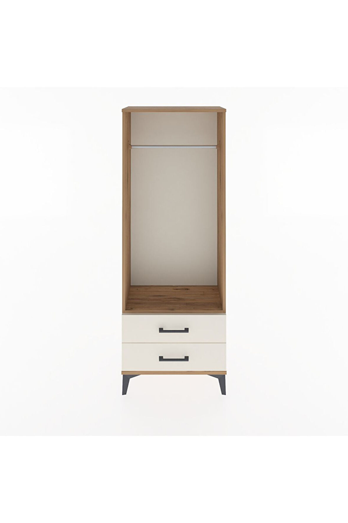 Arges Dolap Tek Raflı 2 Çekmeceli Tek Askılı 60x30x163 Çam-Aytaşı