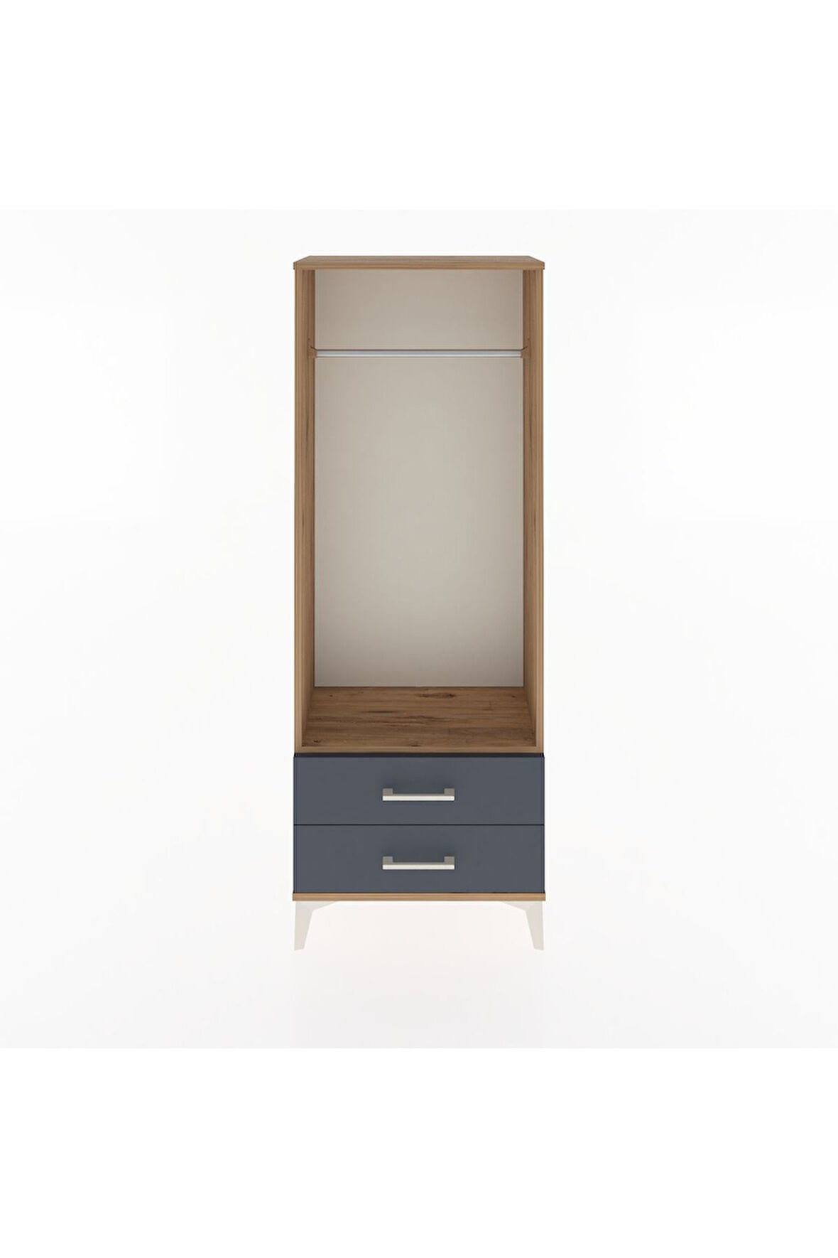 Arges Dolap Tek Raflı 2 Çekmeceli Tek Askılı 60x30x163 Çam-Antrasit