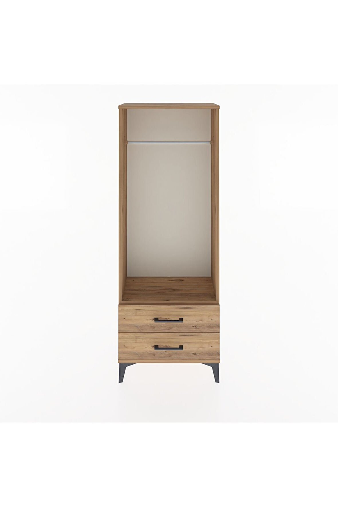 Arges Dolap Tek Raflı 2 Çekmeceli Tek Askılı 60x30x163 Çam-Çam
