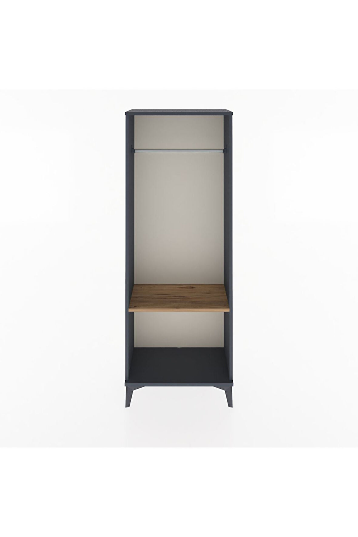 Arges Dolap Tek Raflı Kapaklı Tek Askılı 60x30x163 Antrasit-Çam