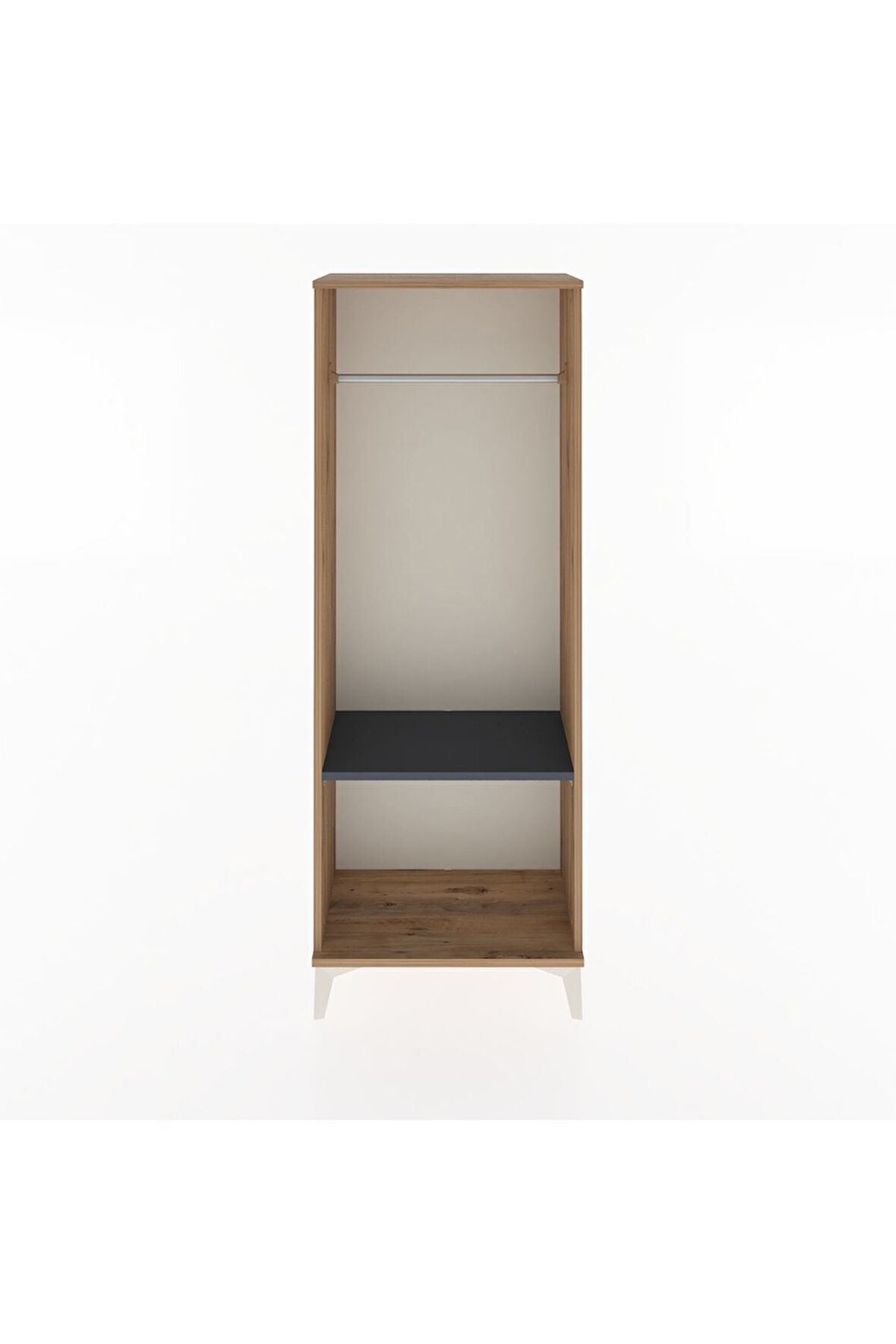 Arges Dolap Tek Raflı Kapaklı Tek Askılı 60x30x163 Çam-Antrasit