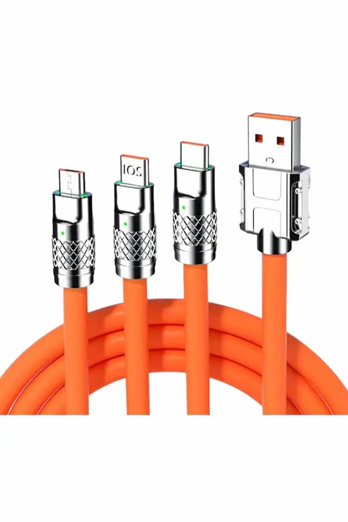 S219T Metal 3 in 1 Type-C - Micro - Lightning 120W 6A Şarj Kablosu Süper Hızlı