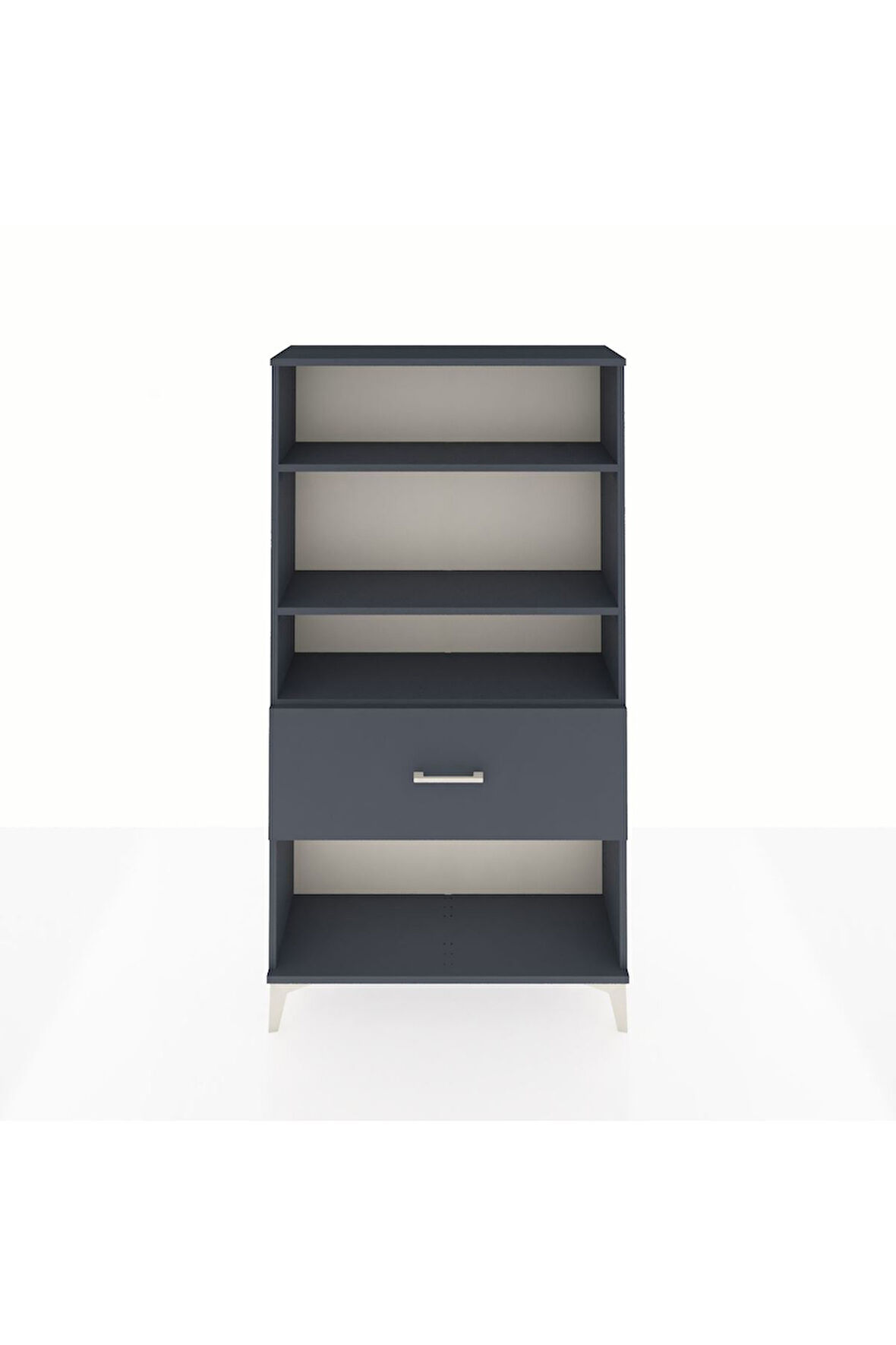 Arges Dolap 3 Raflı Tek Çekmeceli 88x30x163 Antrasit-Antrasit