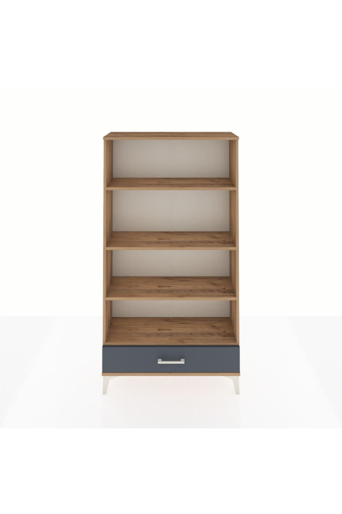 Arges Dolap 4 Raflı Tek Çekmeceli 88x30x163 Çam-Antrasit