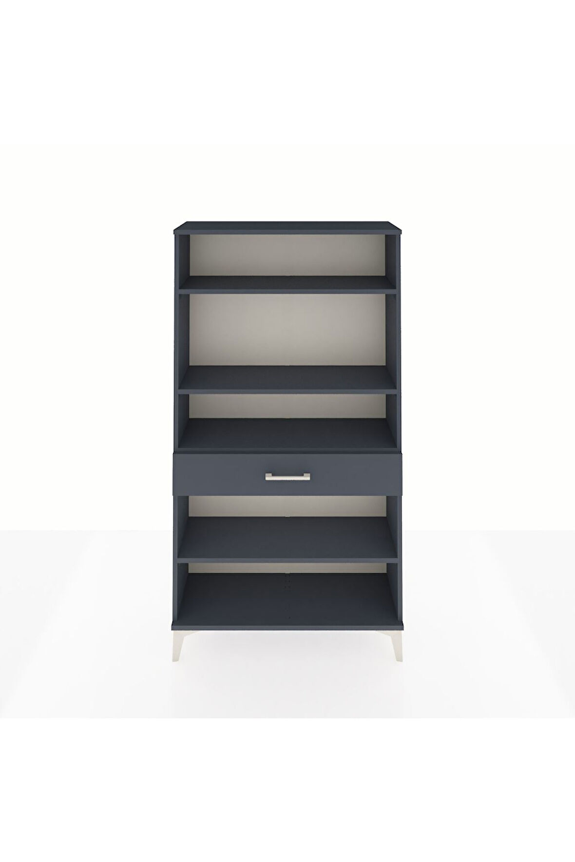 Arges Dolap 4 Raflı Tek Çekmeceli 88x30x163 Antrasit-Antrasit