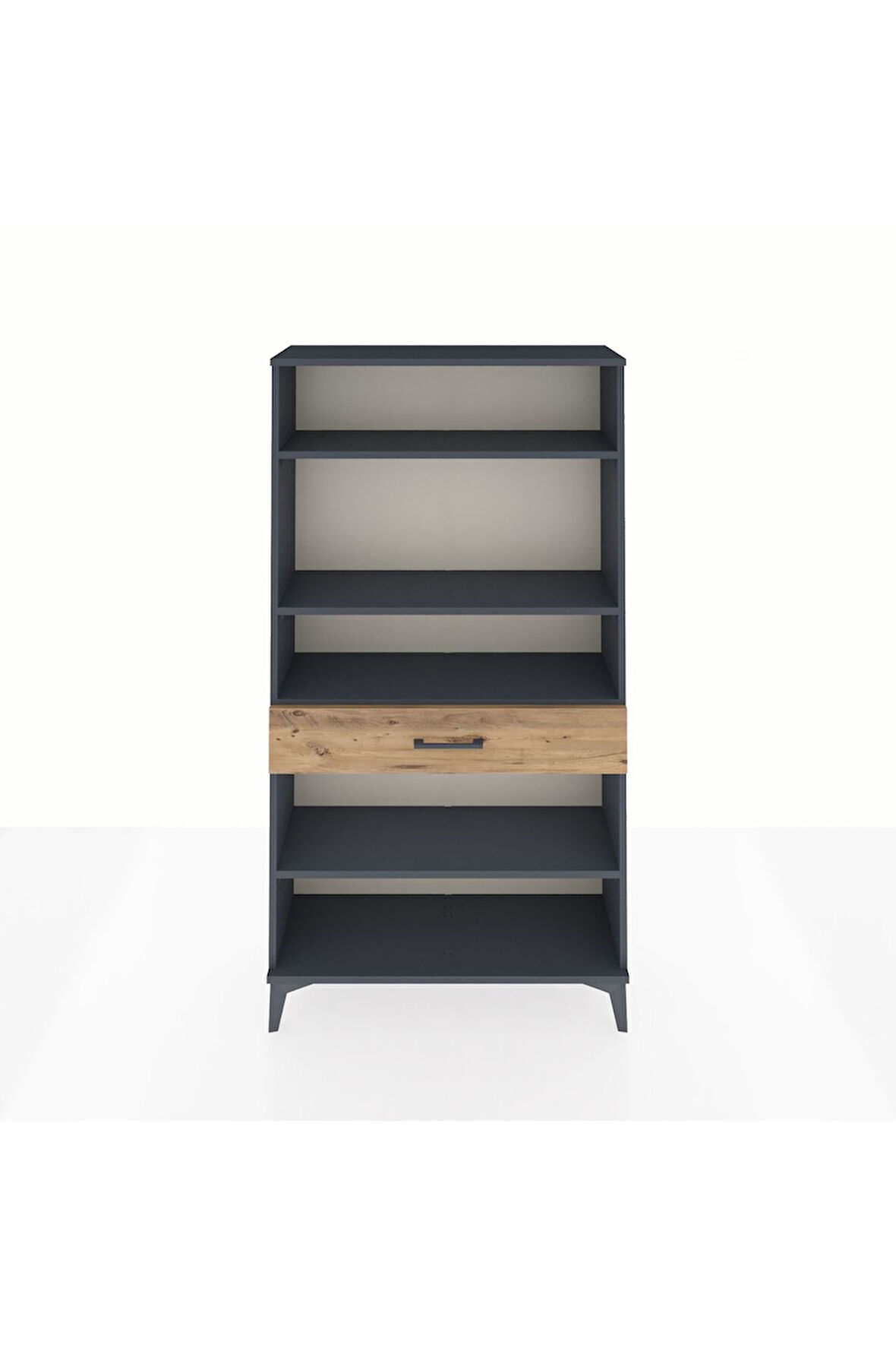 Arges Dolap 4 Raflı Tek Çekmeceli 88x30x163 Antrasit-Çam