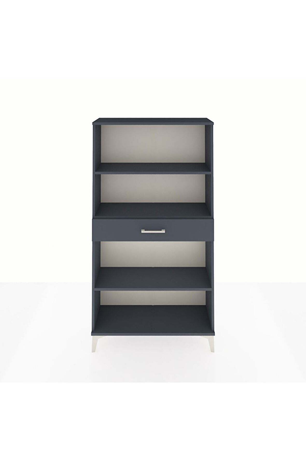 Arges Dolap 3 Raflı Tek Çekmeceli 88x30x163 Antrasit-Antrasit