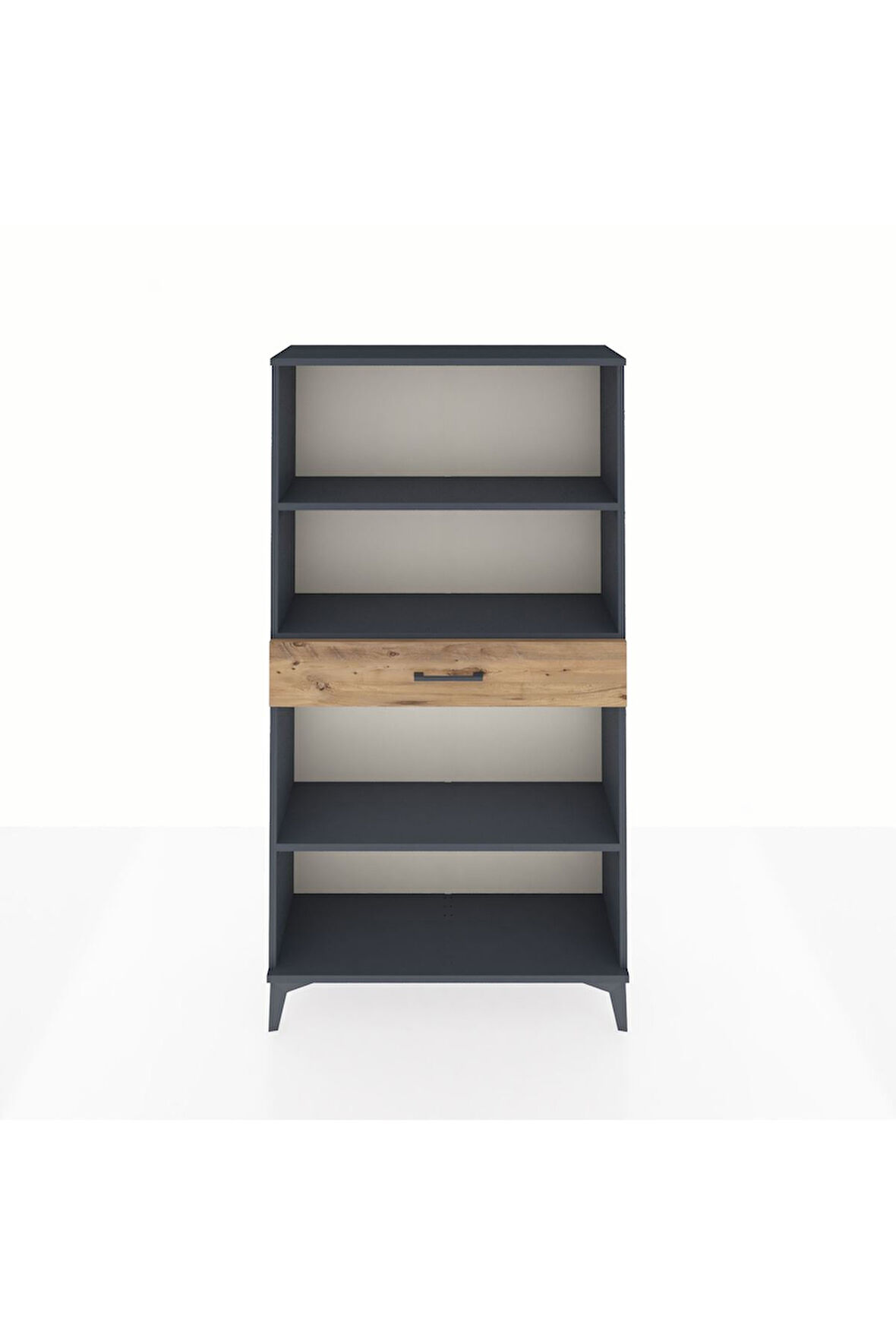 Arges Dolap 3 Raflı Tek Çekmeceli 88x30x163 Antrasit-Çam