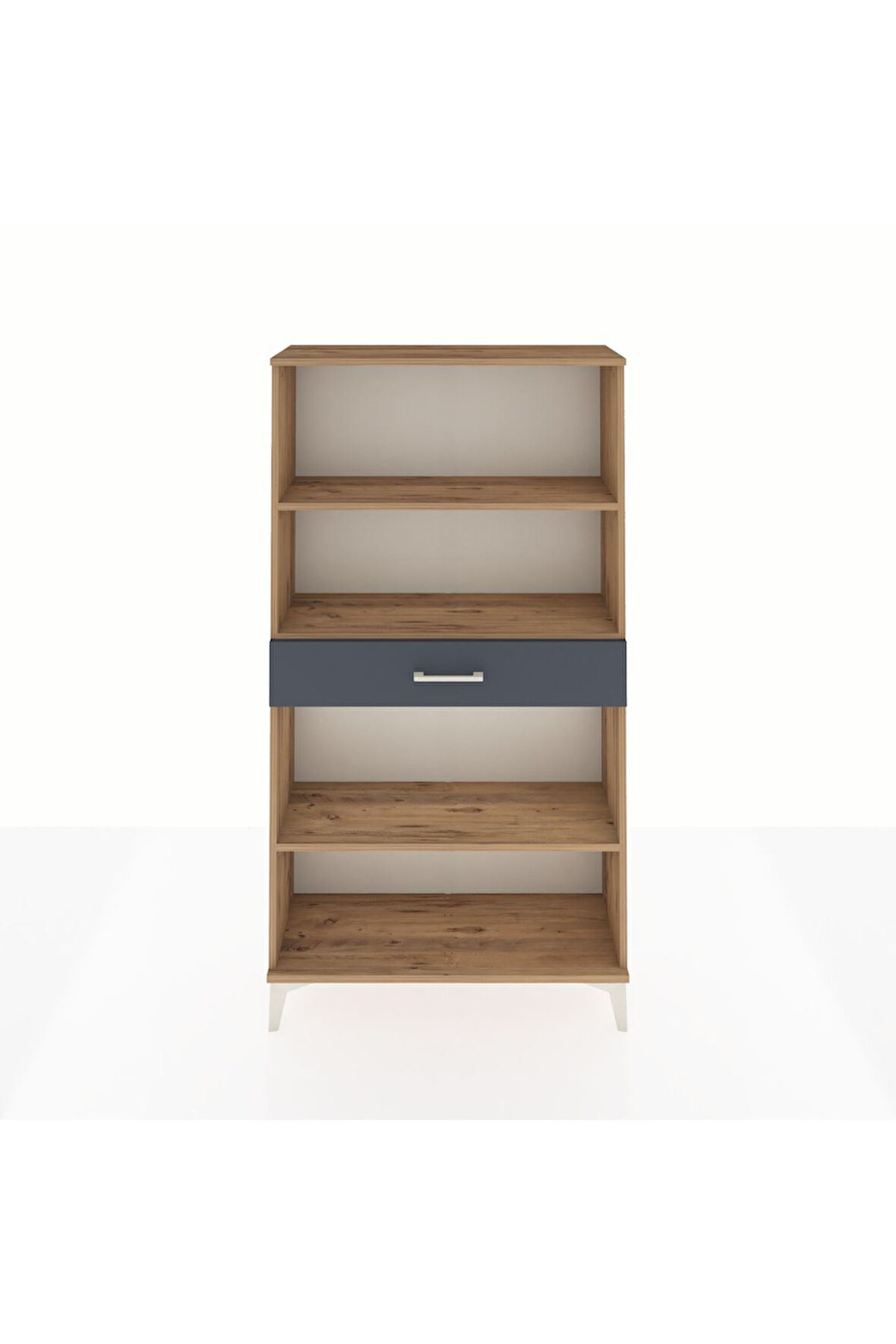 Arges Dolap 3 Raflı Tek Çekmeceli 88x30x163 Çam-Antrasit