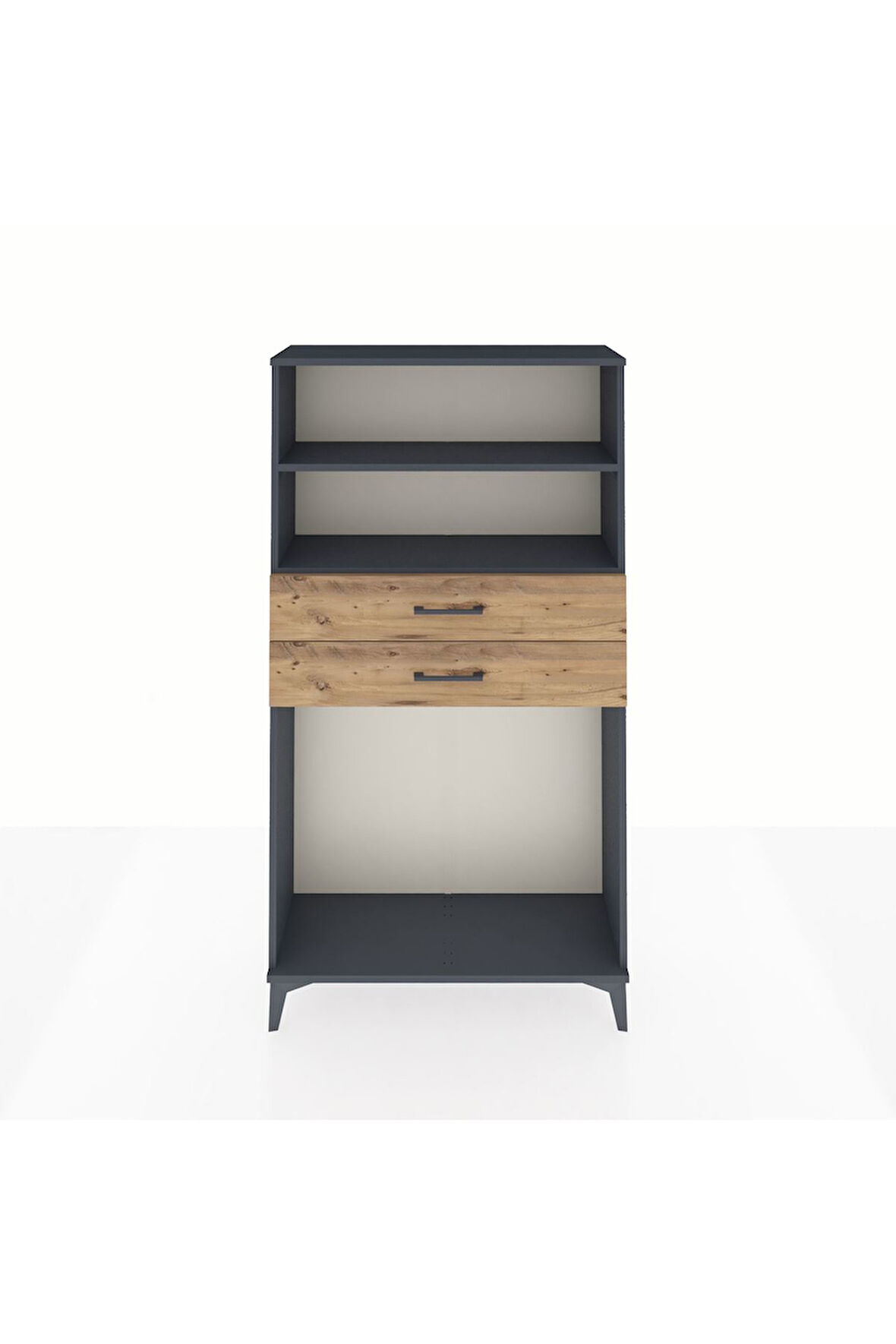 Arges Dolap 2 Raflı 2 Çekmeceli 88x30x163 Antrasit-Çam