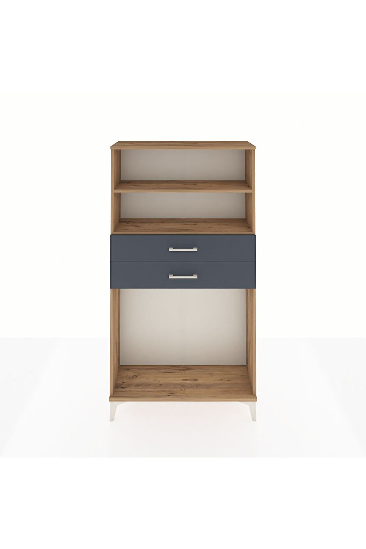 Arges Dolap 2 Raflı 2 Çekmeceli 88x30x163 Çam-Antrasit