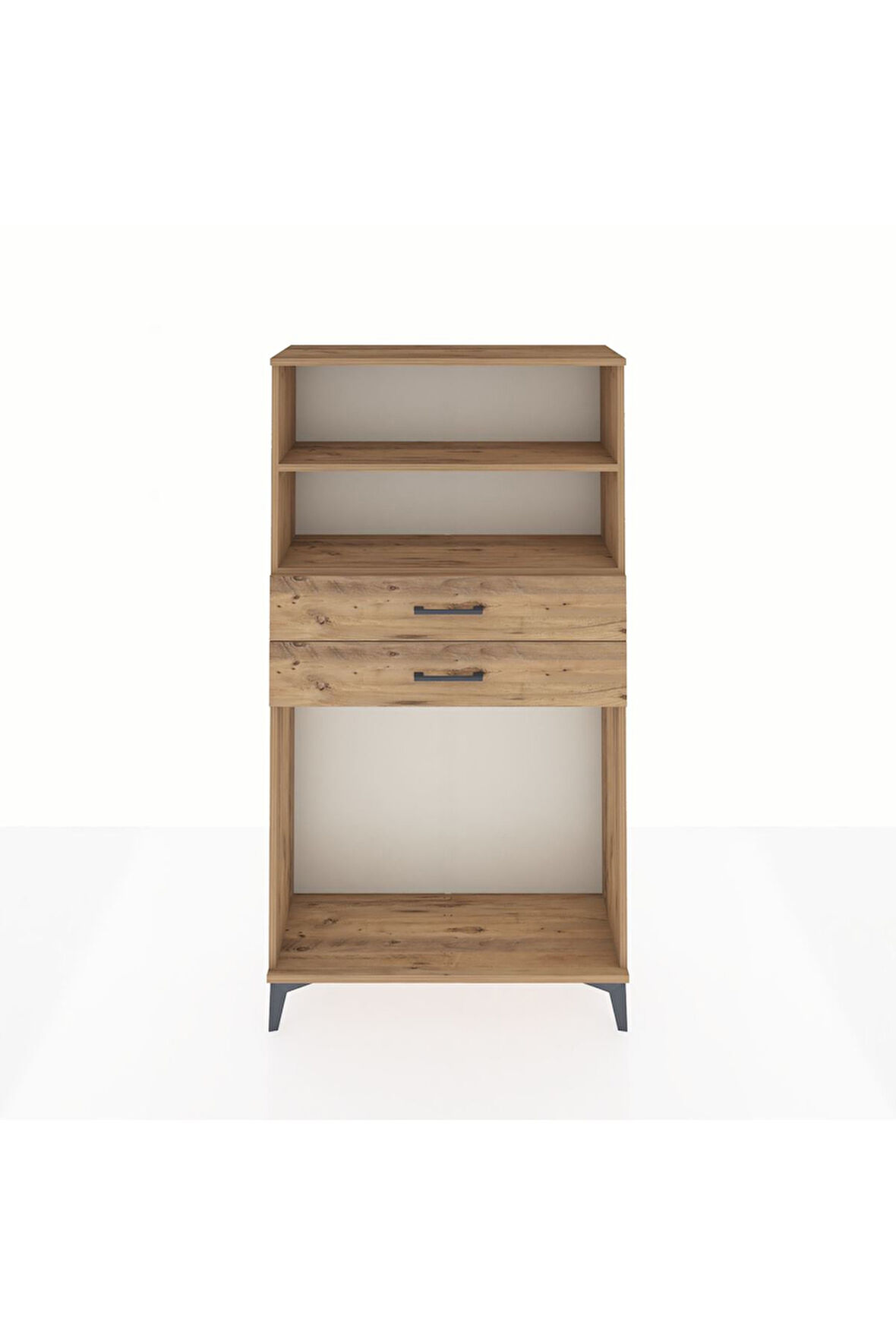 Arges Dolap 2 Raflı 2 Çekmeceli 88x30x163 Çam-Çam