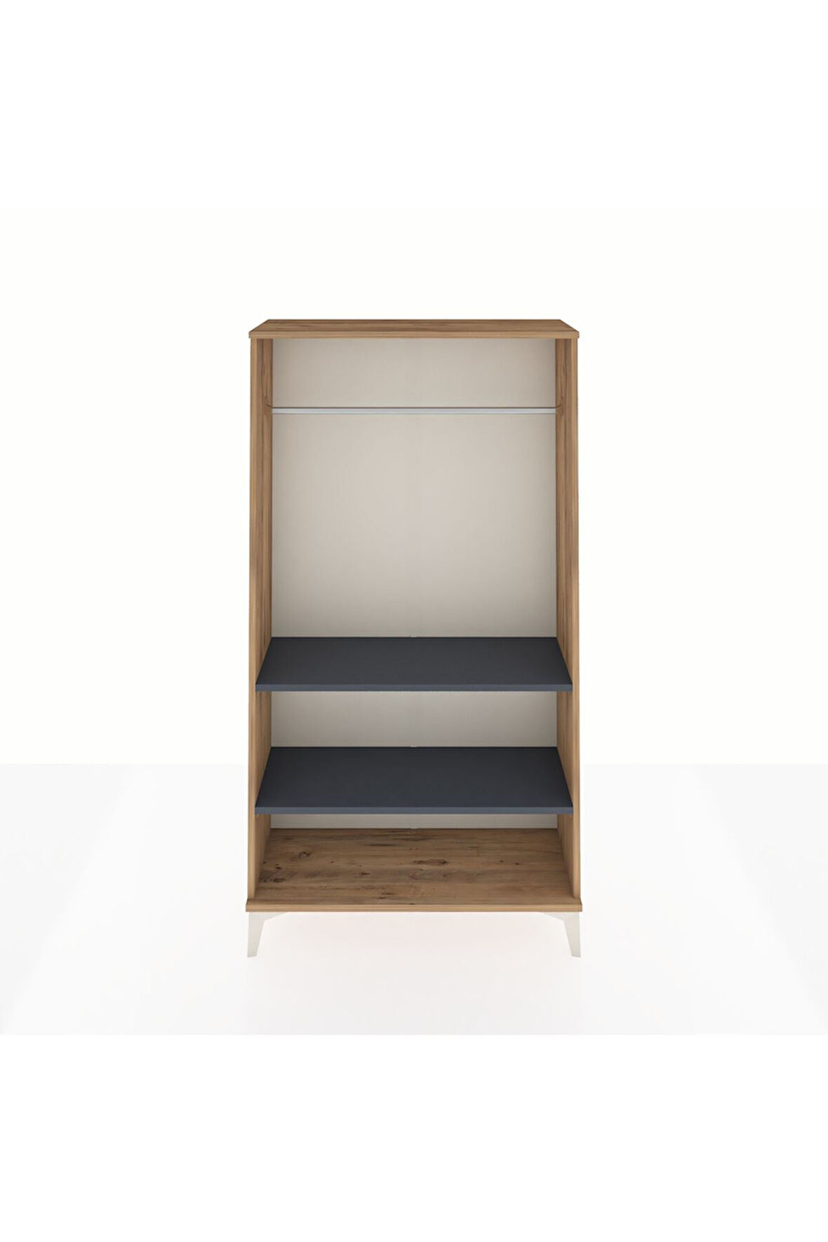 Arges Dolap 2 Raflı Kapaklı Tek Askılı 88x30x163 Çam-Antrasit