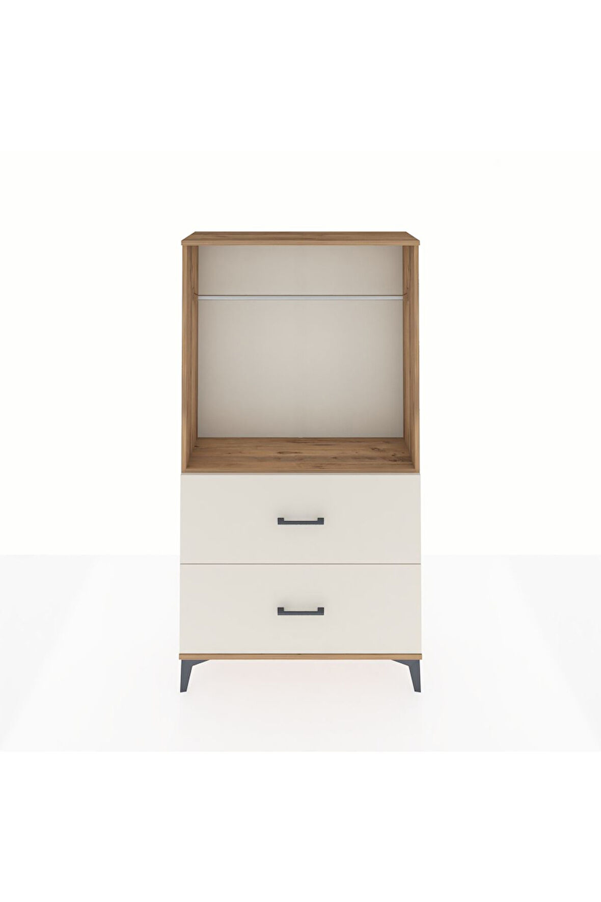 Arges Dolap Tek Raflı 2 Çekmeceli Tek Askılı 88x30x163 Çam-Aytaşı