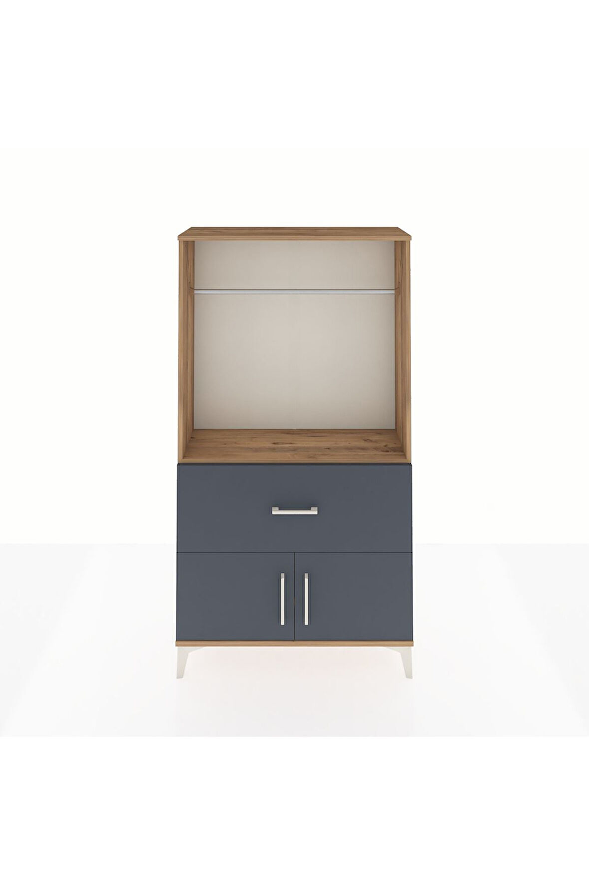 Arges Dolap Tek Raflı Tek Çekmeceli Tek Askılı 88x30x163 Çam-Antrasit