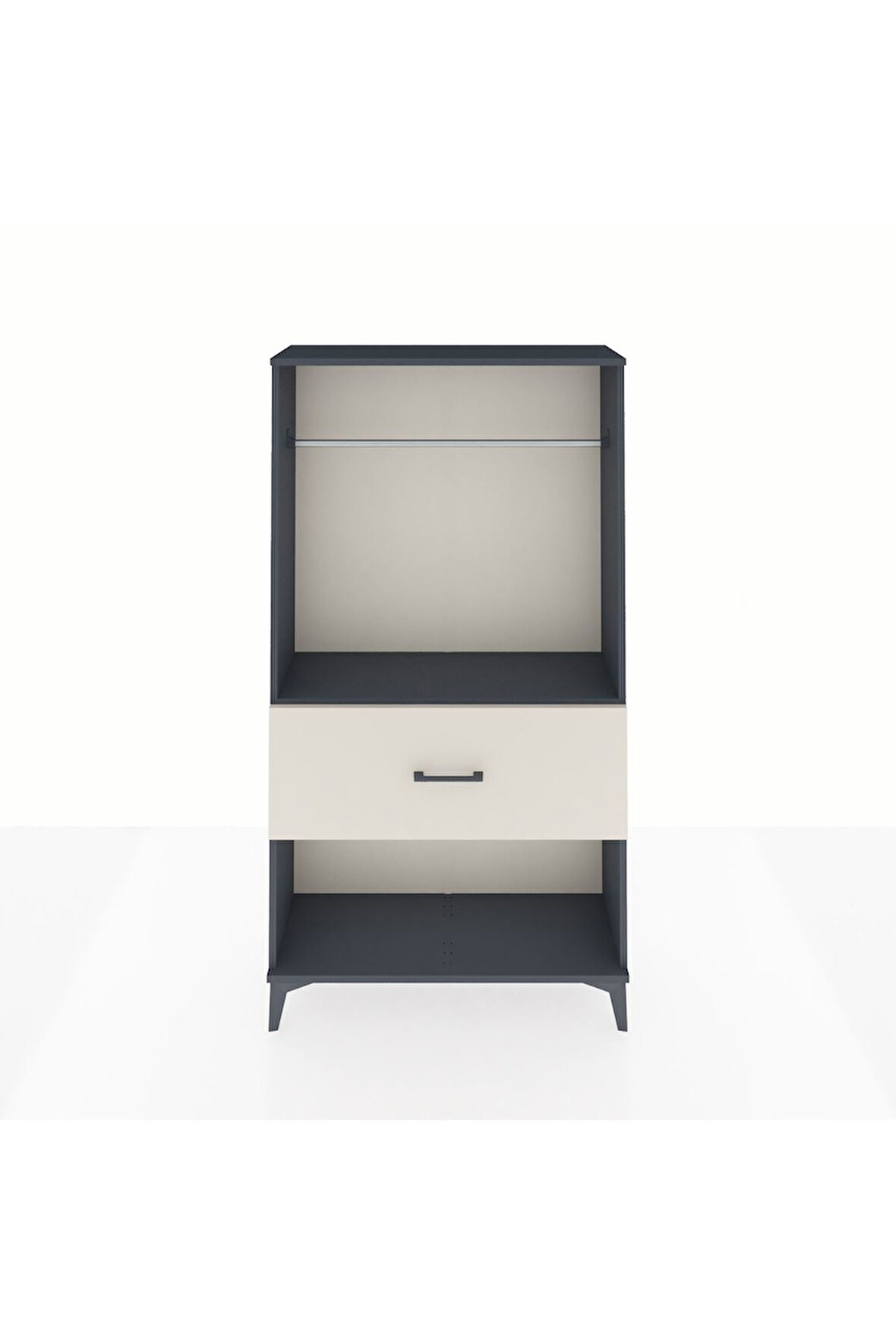 Arges Dolap Tek Raflı Tek Çekmeceli Tek Askılı 88x30x163 Antrasit-Aytaşı