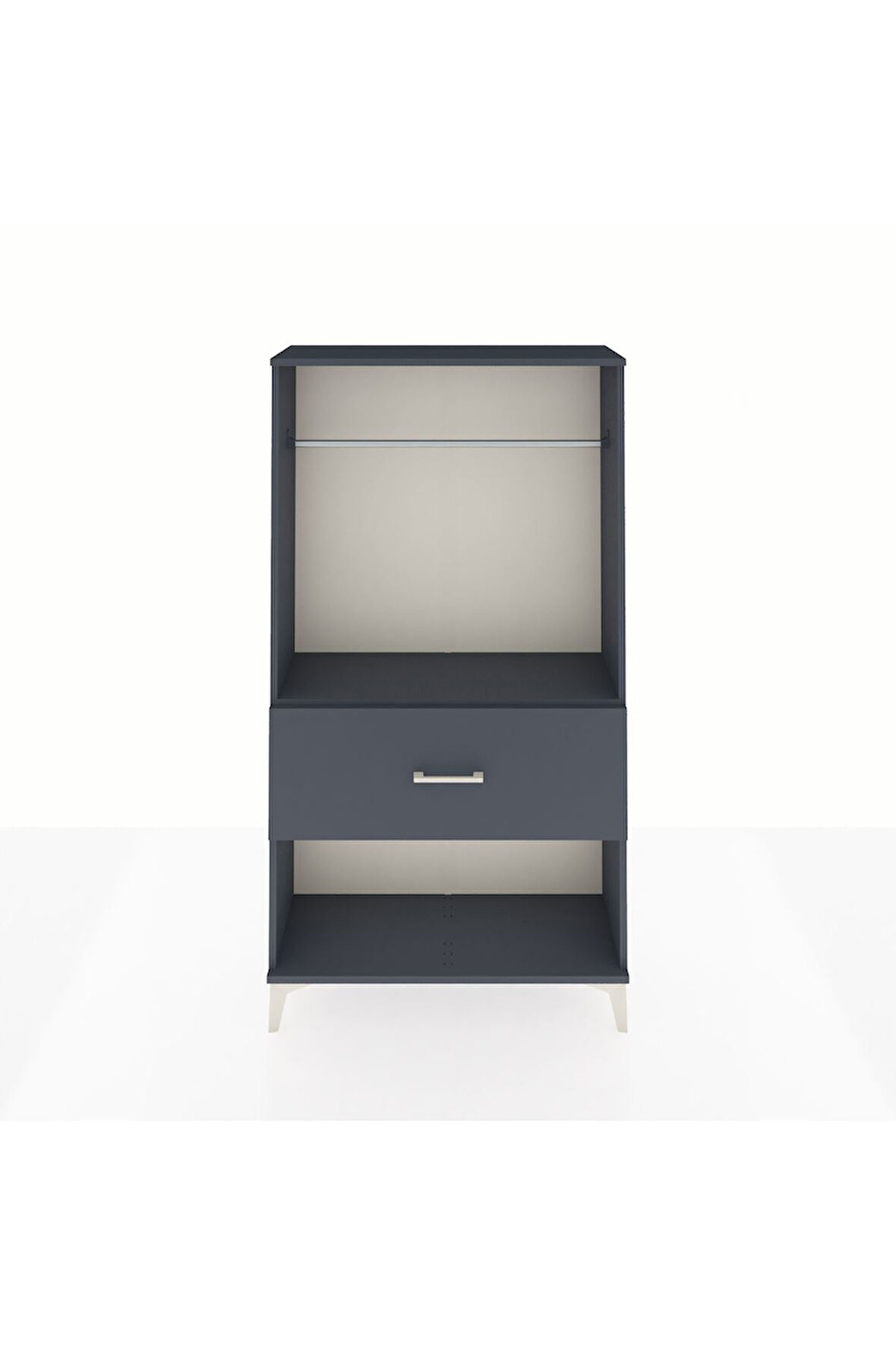 Arges Dolap Tek Raflı Tek Çekmeceli Tek Askılı 88x30x163 Antrasit-Antrasit