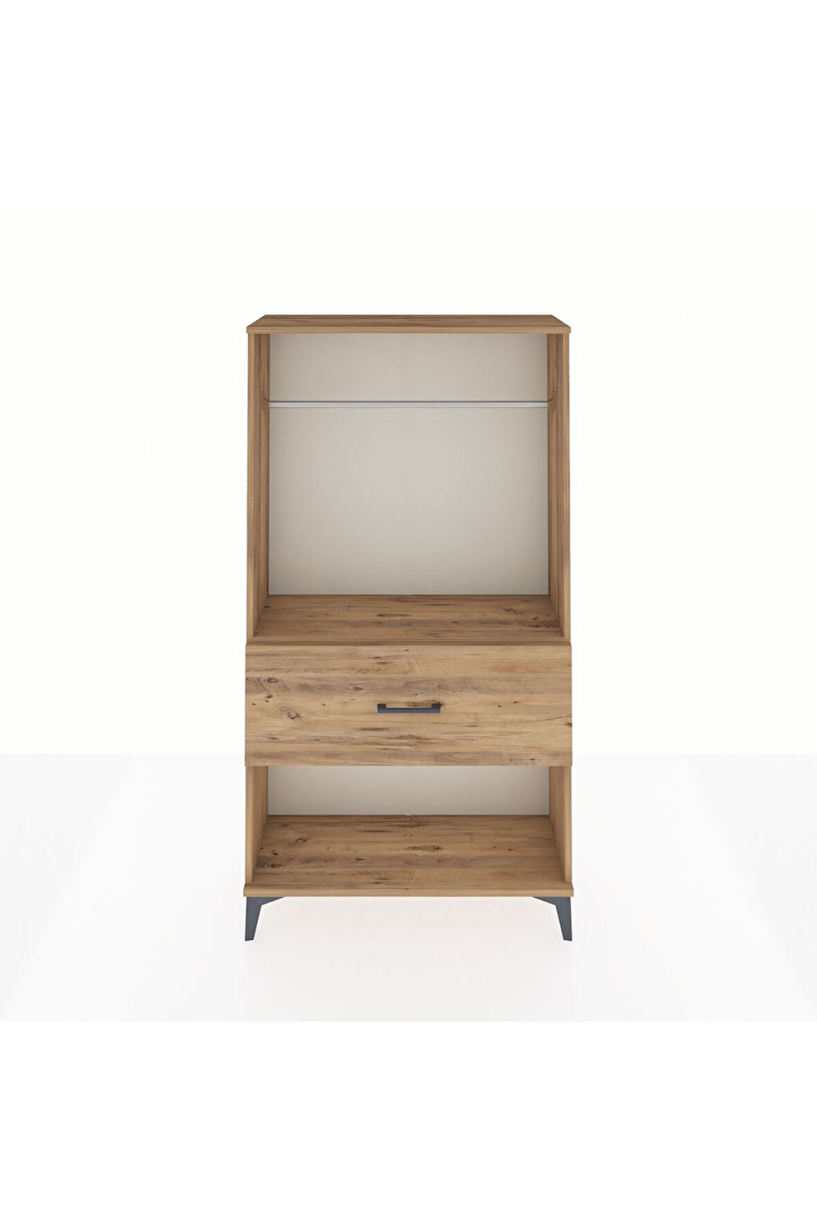 Arges Dolap Tek Raflı Tek Çekmeceli Tek Askılı 88x30x163 Çam-Çam