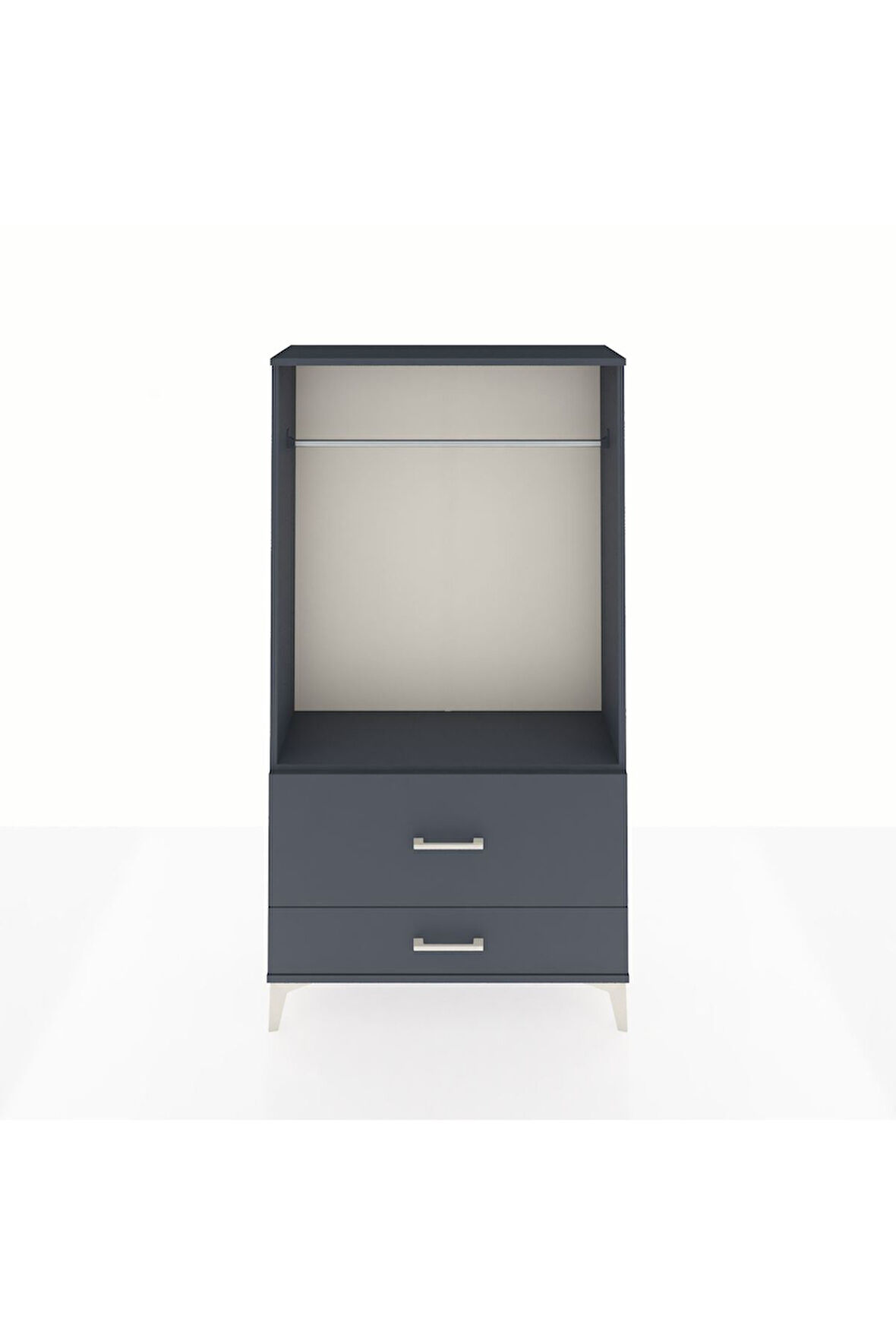 Arges Dolap Tek Raflı 2 Çekmeceli Tek Askılı 88x30x163 Antrasit-Antrasit