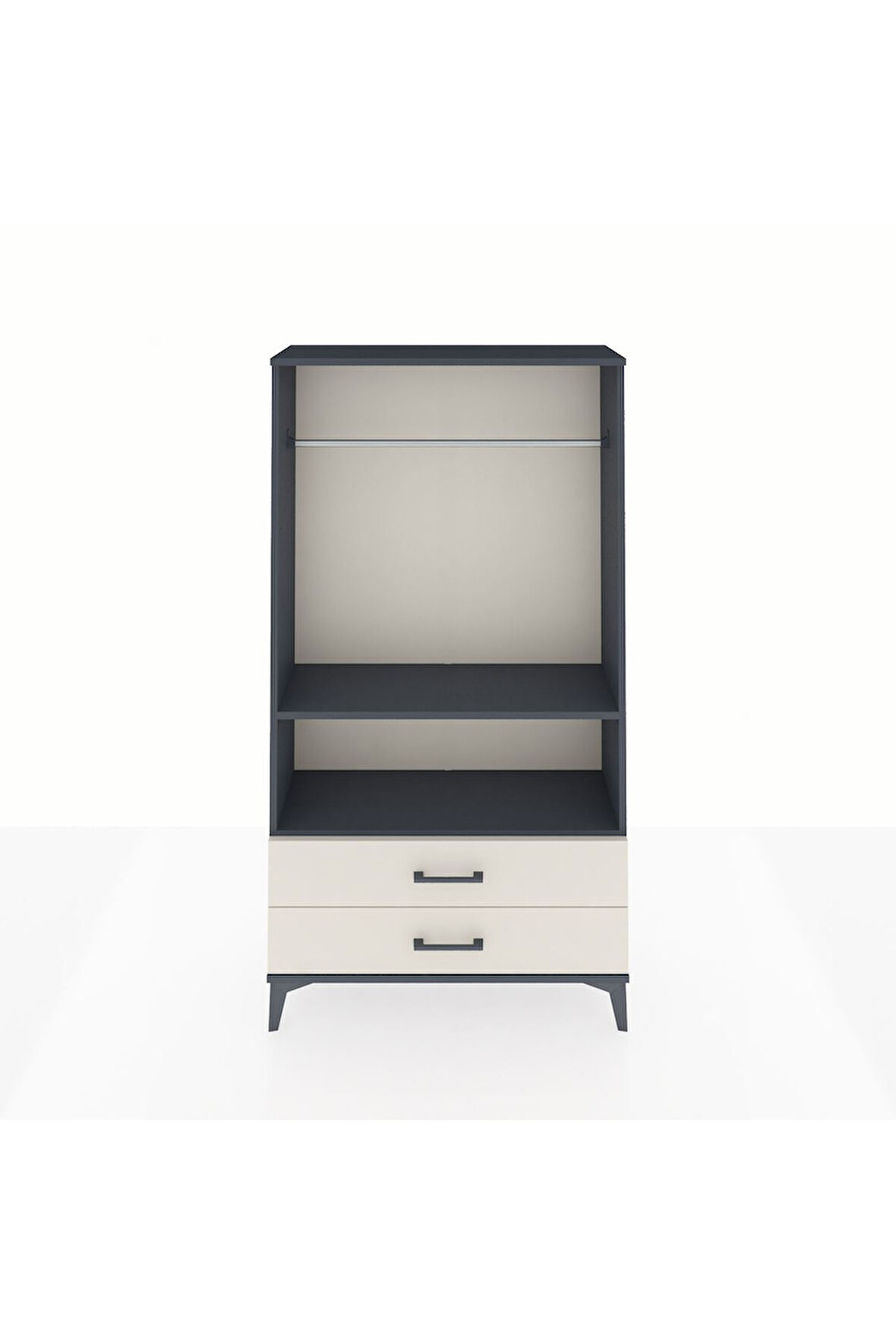 Arges Dolap 2 Raflı 2 Çekmeceli Tek Askılı 88x30x163 Antrasit-Aytaşı