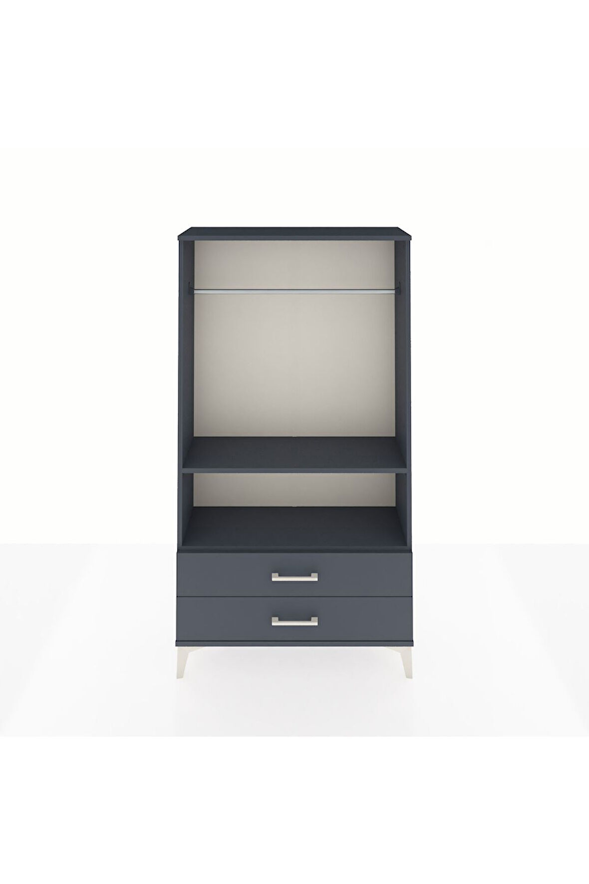 Arges Dolap 2 Raflı 2 Çekmeceli Tek Askılı 88x30x163 Antrasit-Antrasit