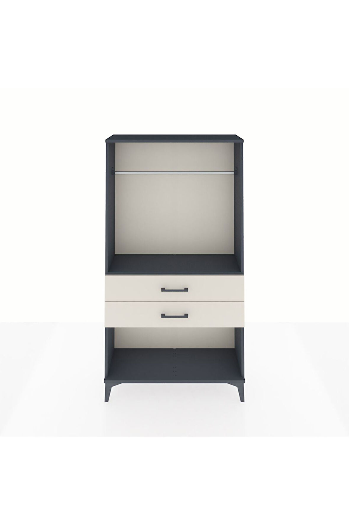 Arges Dolap Tek Raflı 2 Çekmeceli Tek Askılı 88x30x163 Antrasit-Aytaşı