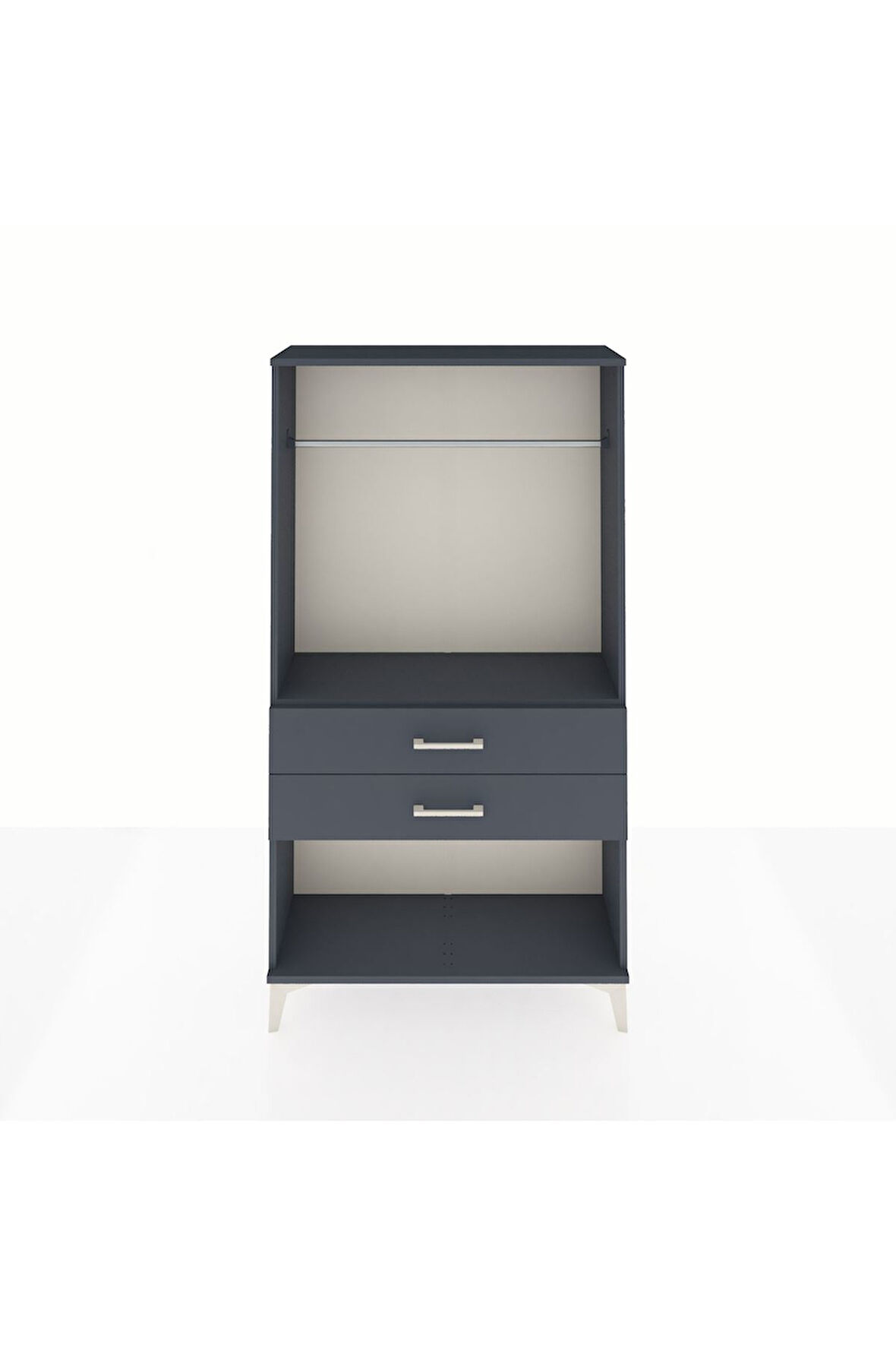 Arges Dolap Tek Raflı 2 Çekmeceli Tek Askılı 88x30x163 Antrasit-Antrasit