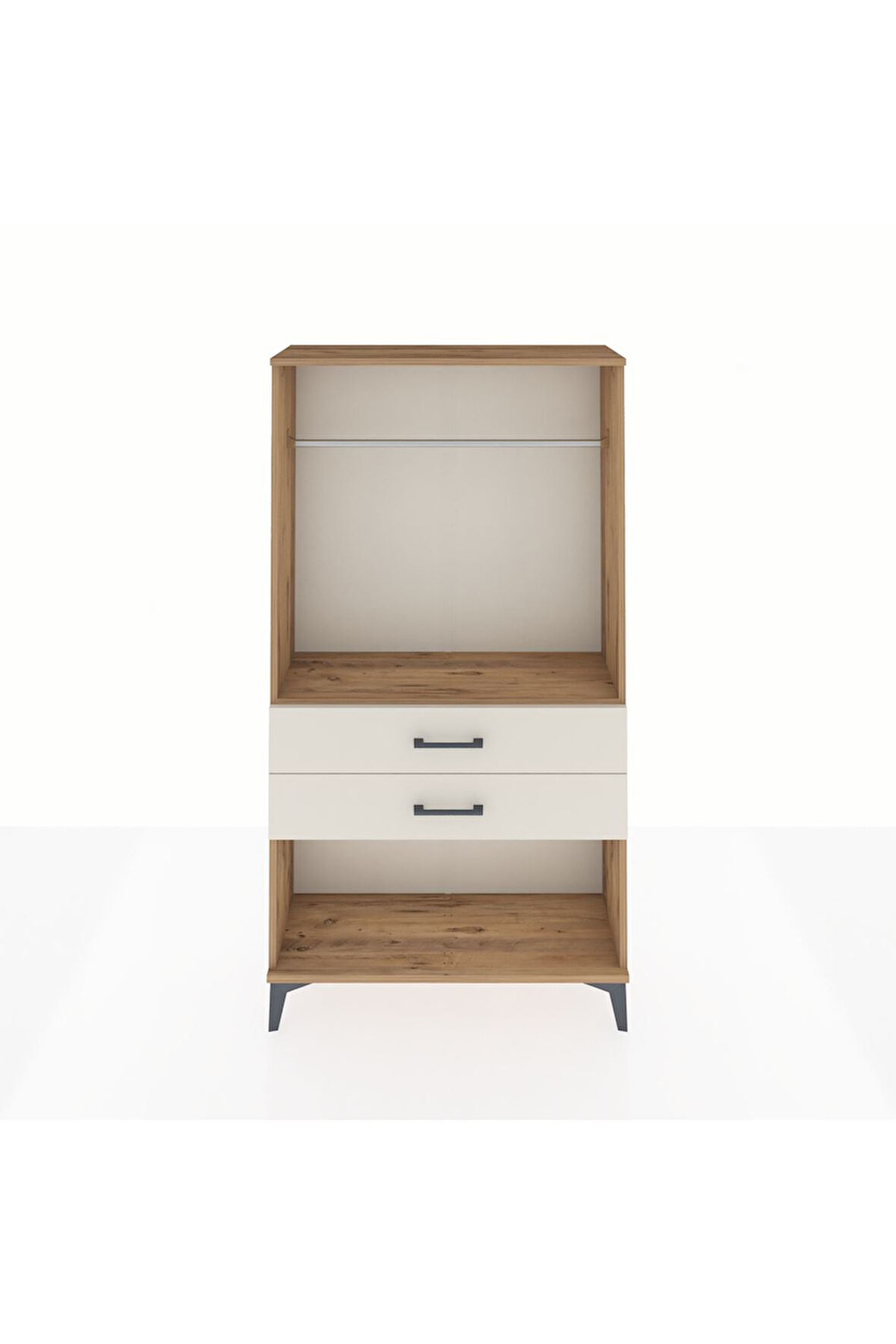 Arges Dolap Tek Raflı 2 Çekmeceli Tek Askılı 88x30x163 Çam-Aytaşı