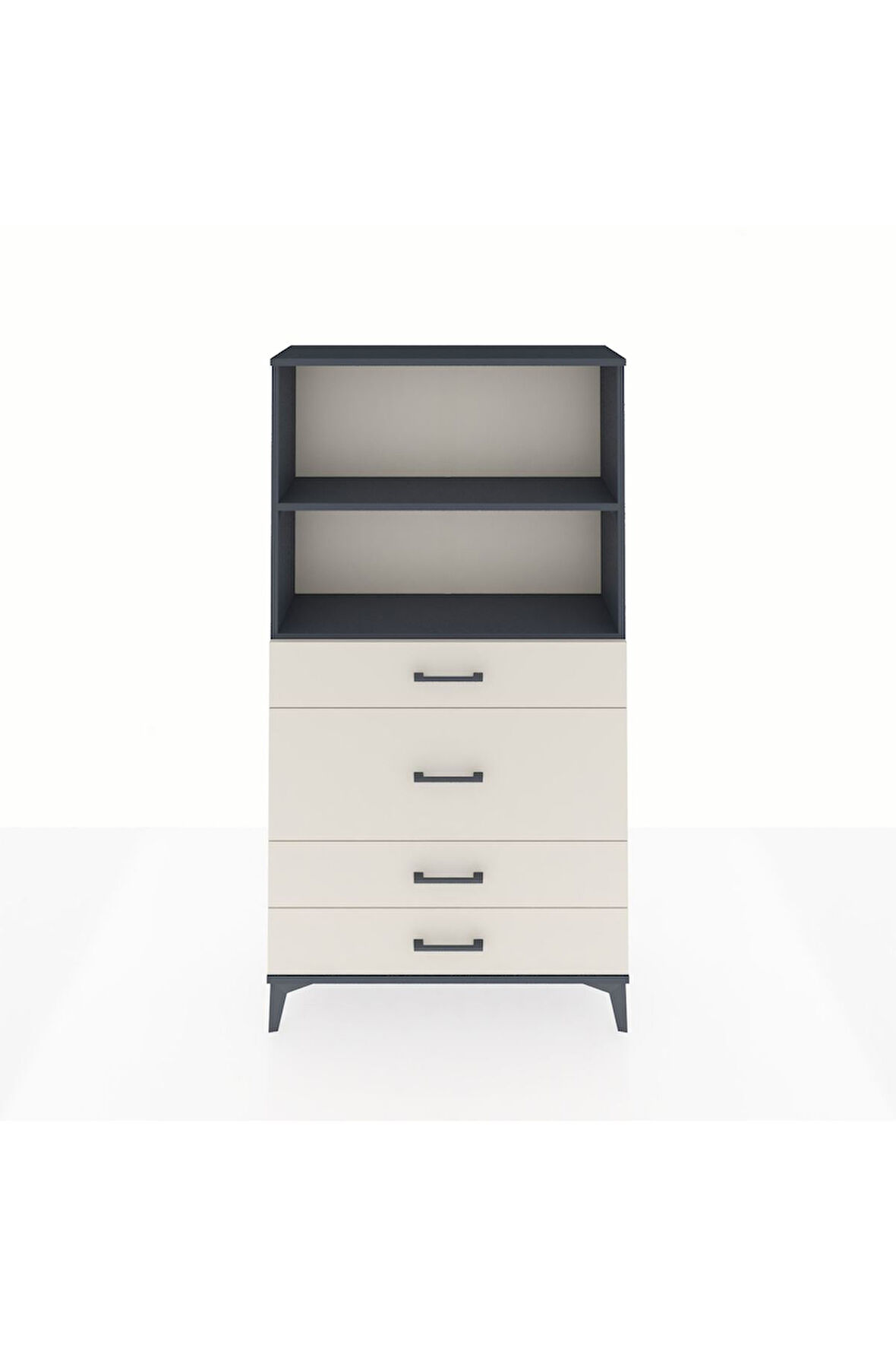 Arges Dolap 2 Raflı 4 Çekmeceli 88x30x163 Antrasit-Aytaşı