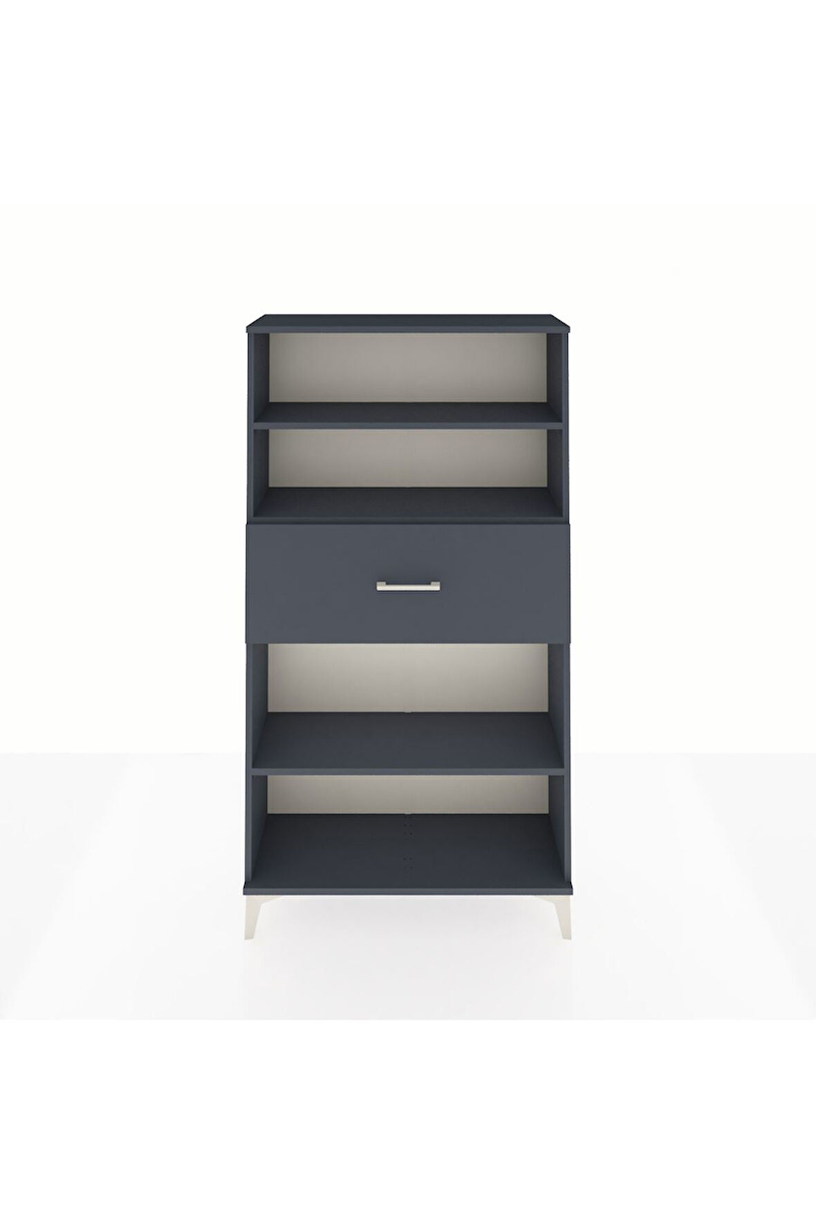 Arges Dolap 3 Raflı Tek Çekmeceli 88x30x163 Antrasit-Antrasit