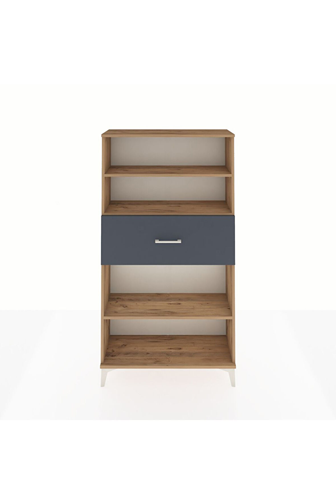 Arges Dolap 3 Raflı Tek Çekmeceli 88x30x163 Çam-Antrasit