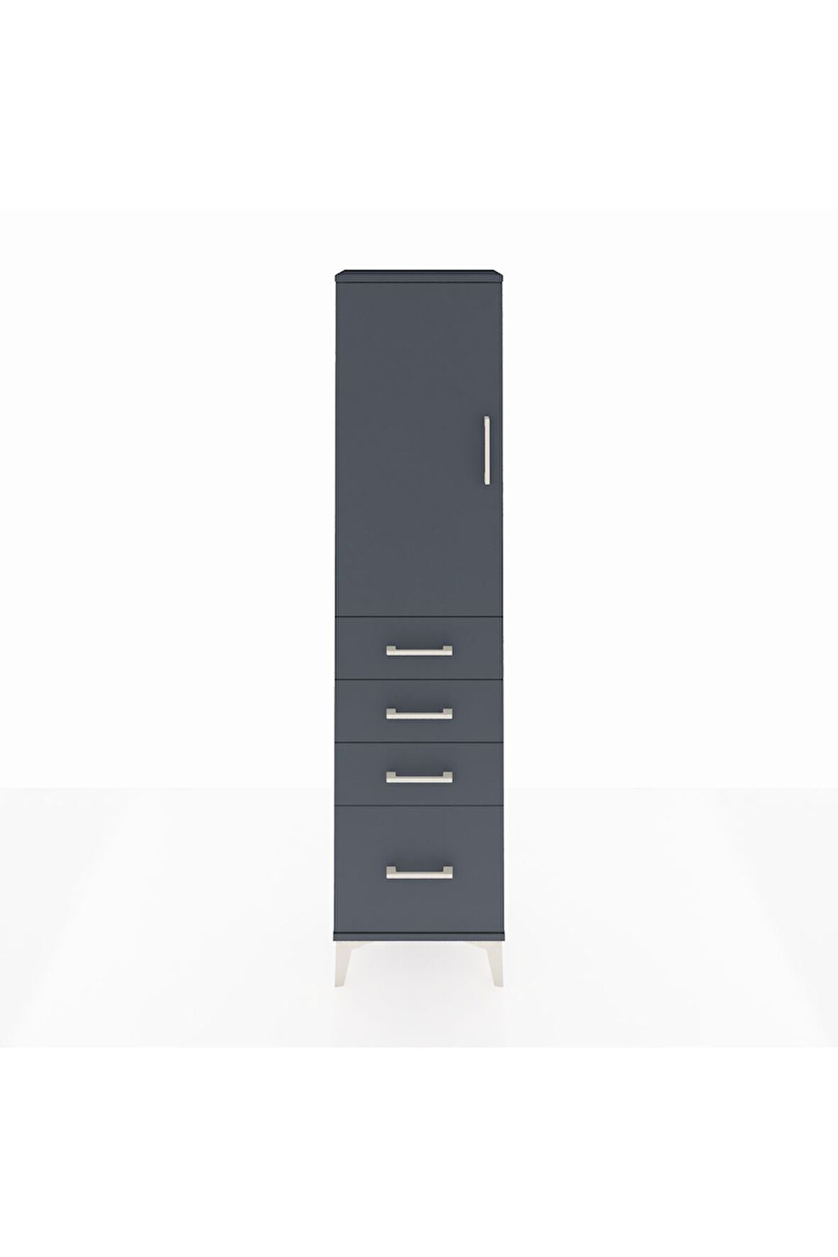 Arges Dolap 2 Raflı 4 Çekmeceli Tek Kapaklı 44x30x182 Antrasit-Antrasit