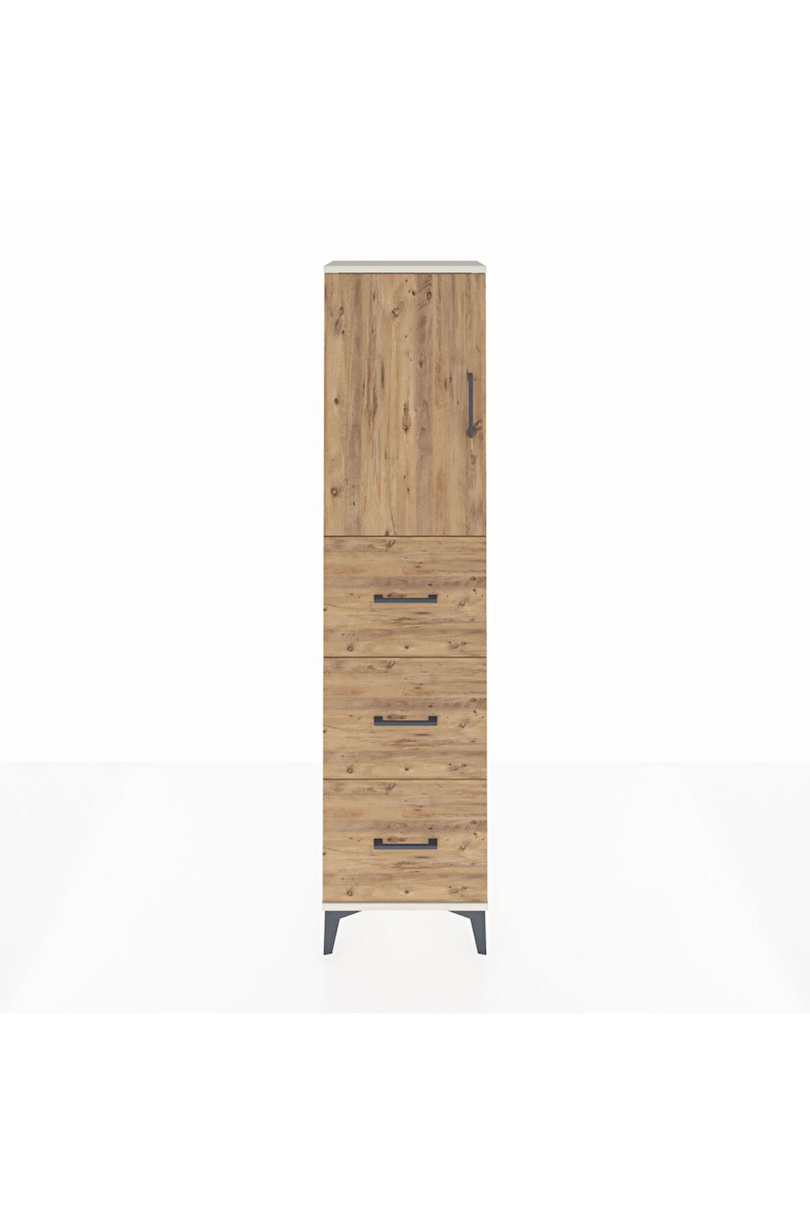 Arges Dolap Tek Raflı 3 Çekmeceli Tek Kapaklı 44x30x182 Aytaşı-Çam